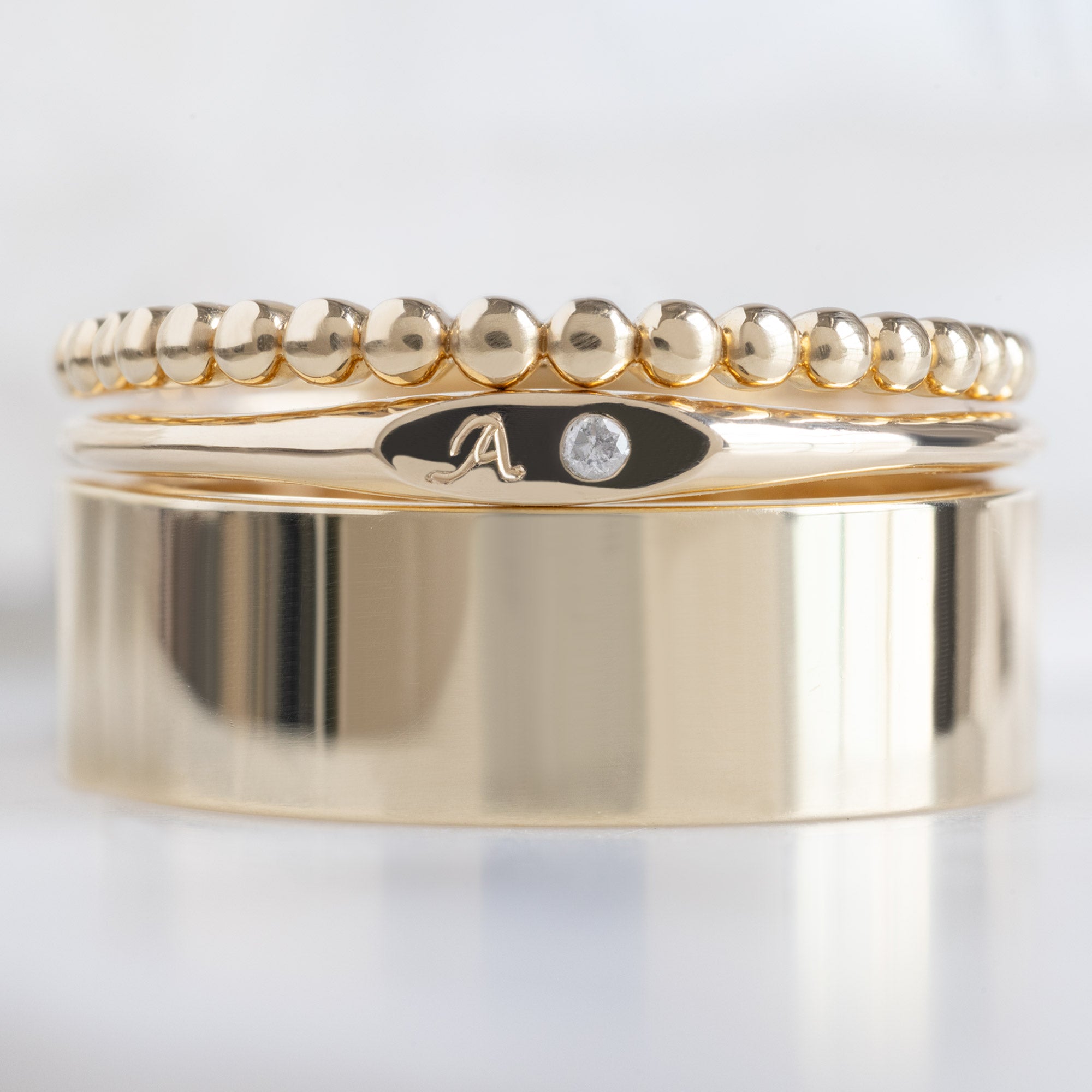 Alexis Russell  Rings The Teensy White Diamond Signet Ring | Yellow Gold