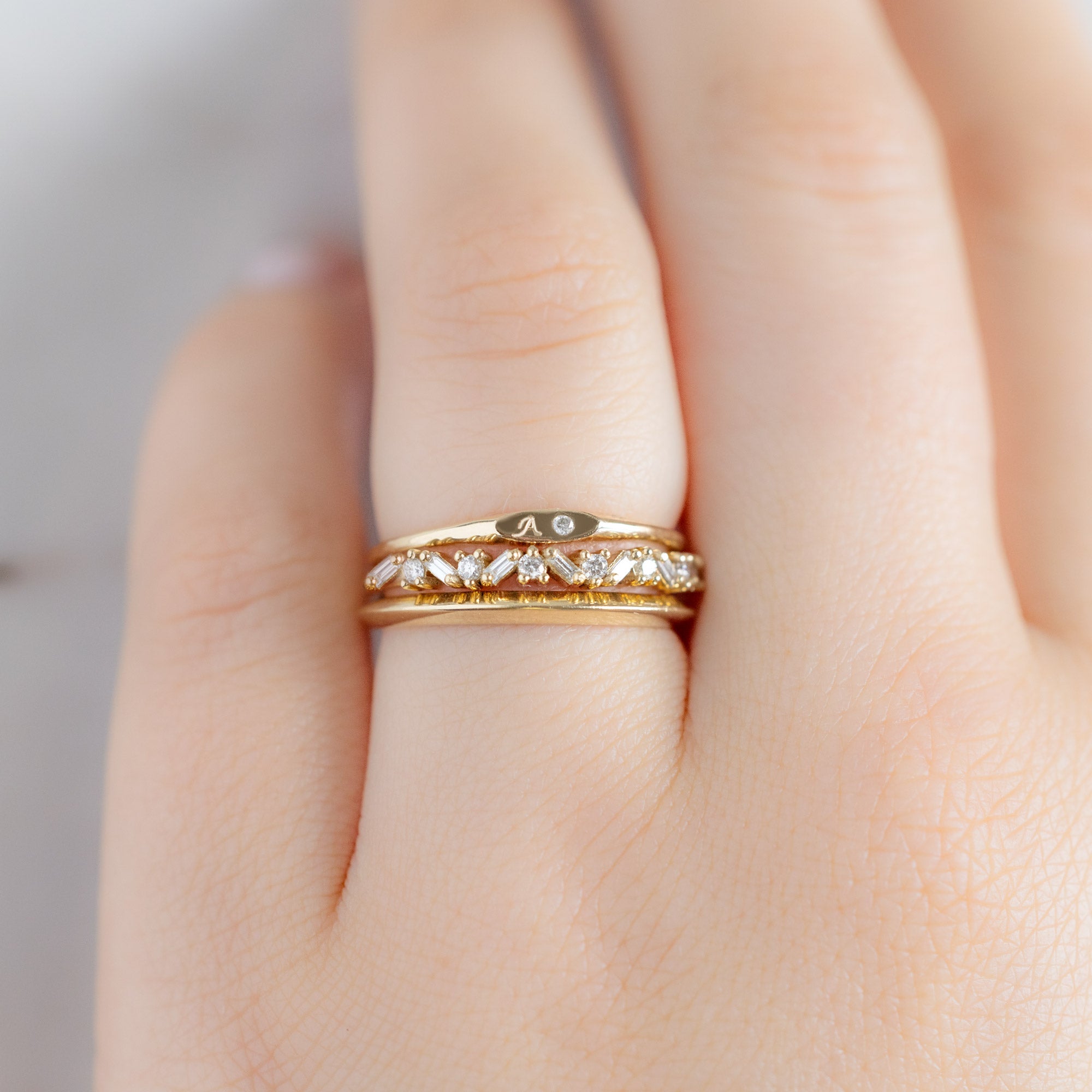 Alexis Russell  Rings The Teensy White Diamond Signet Ring | Yellow Gold