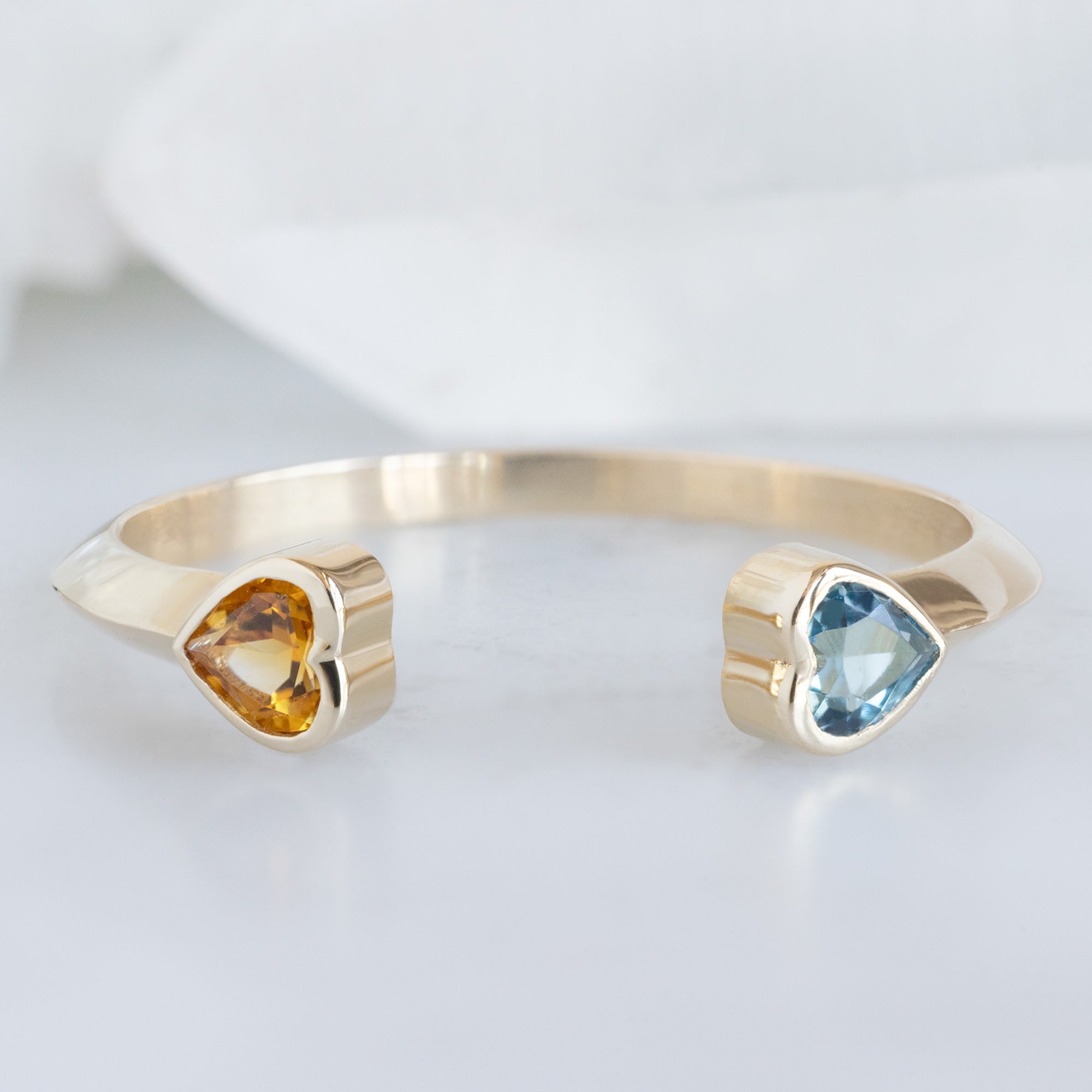 Alexis Russell  Rings Dual Heart Birthstone Ring | Yellow Gold or Sterling Silver