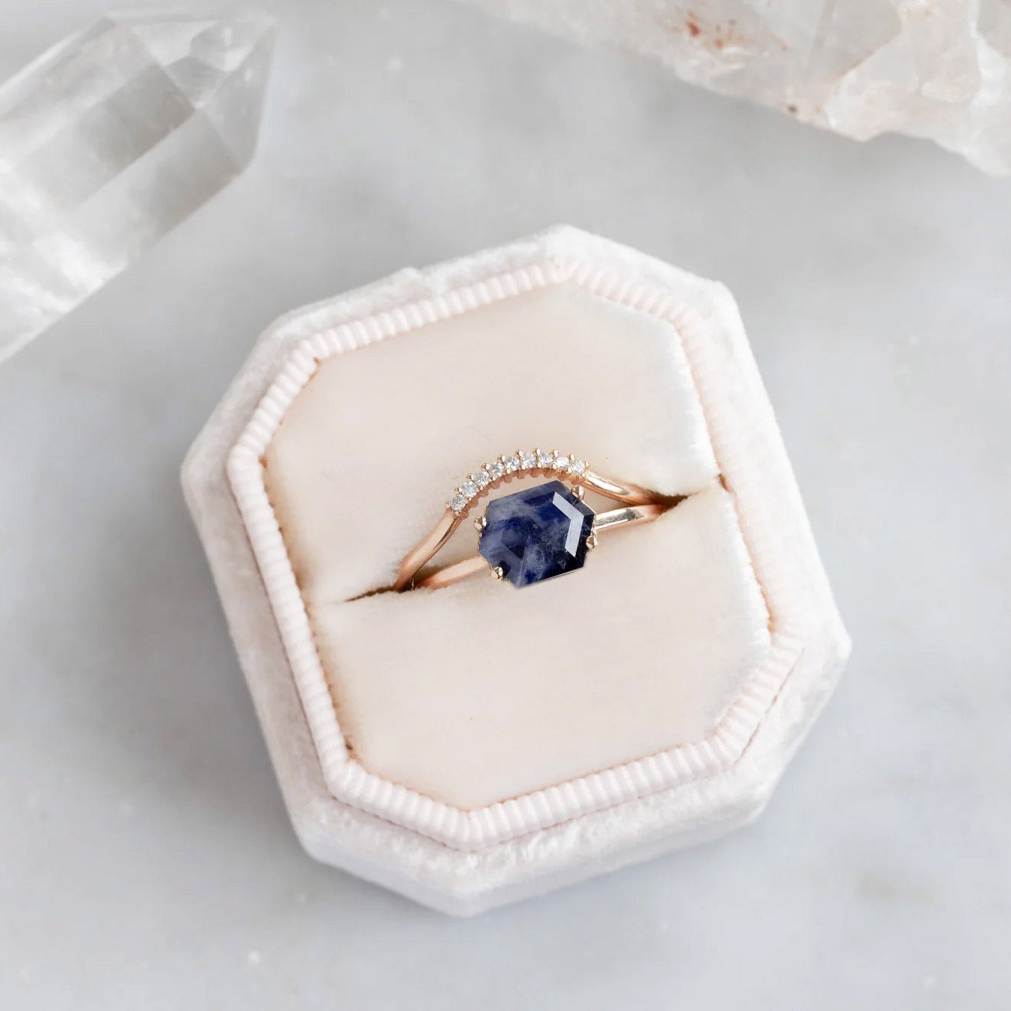 Alexis Russell Rings The Raw Sapphire Hexagon Ring | Rose Gold