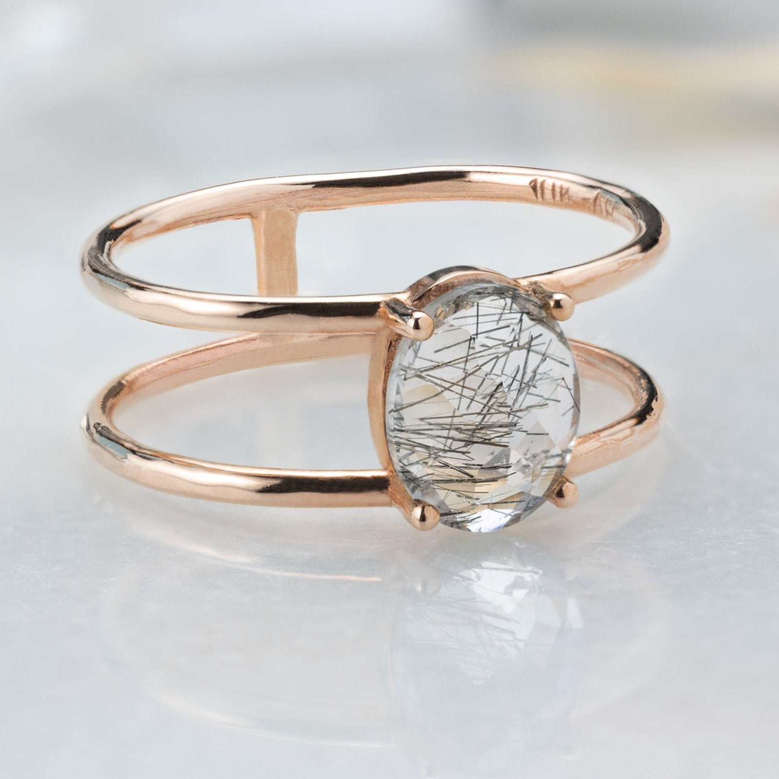 Alexis Russell Rings The Tourmaline in Quartz Cage Ring | Yellow, Rose, White or Sterling Silver