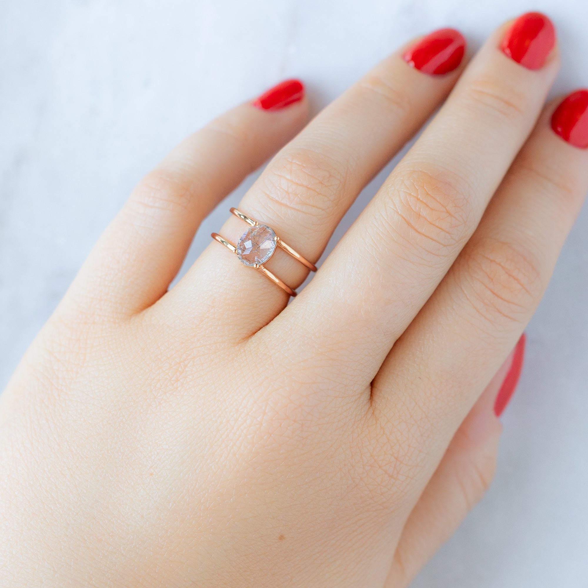 Alexis Russell Rings The Tourmaline in Quartz Cage Ring | Yellow, Rose, White or Sterling Silver