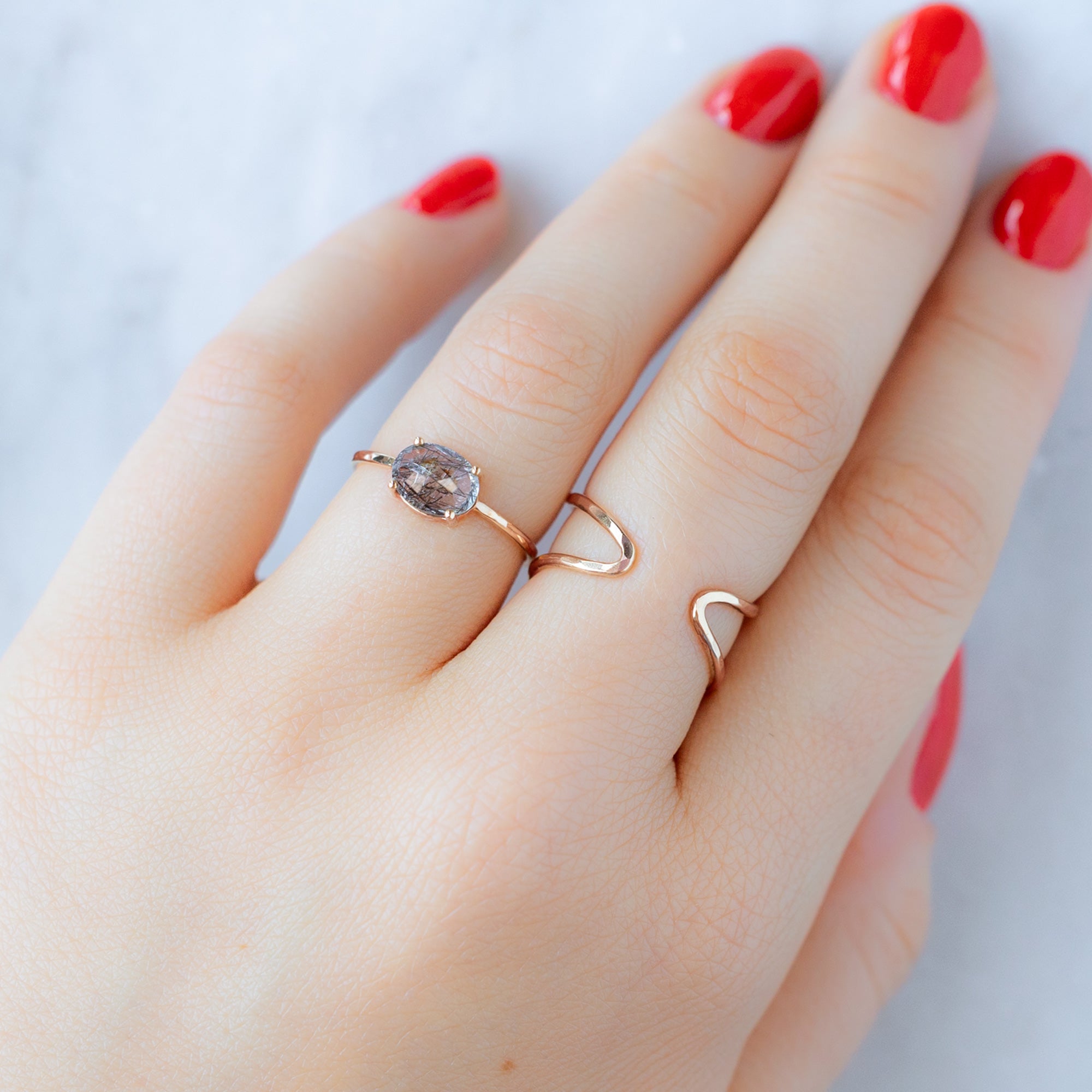 Alexis Russell Rings The Tourmaline in Quartz Ring | Yellow, Rose, White or Sterling Silver