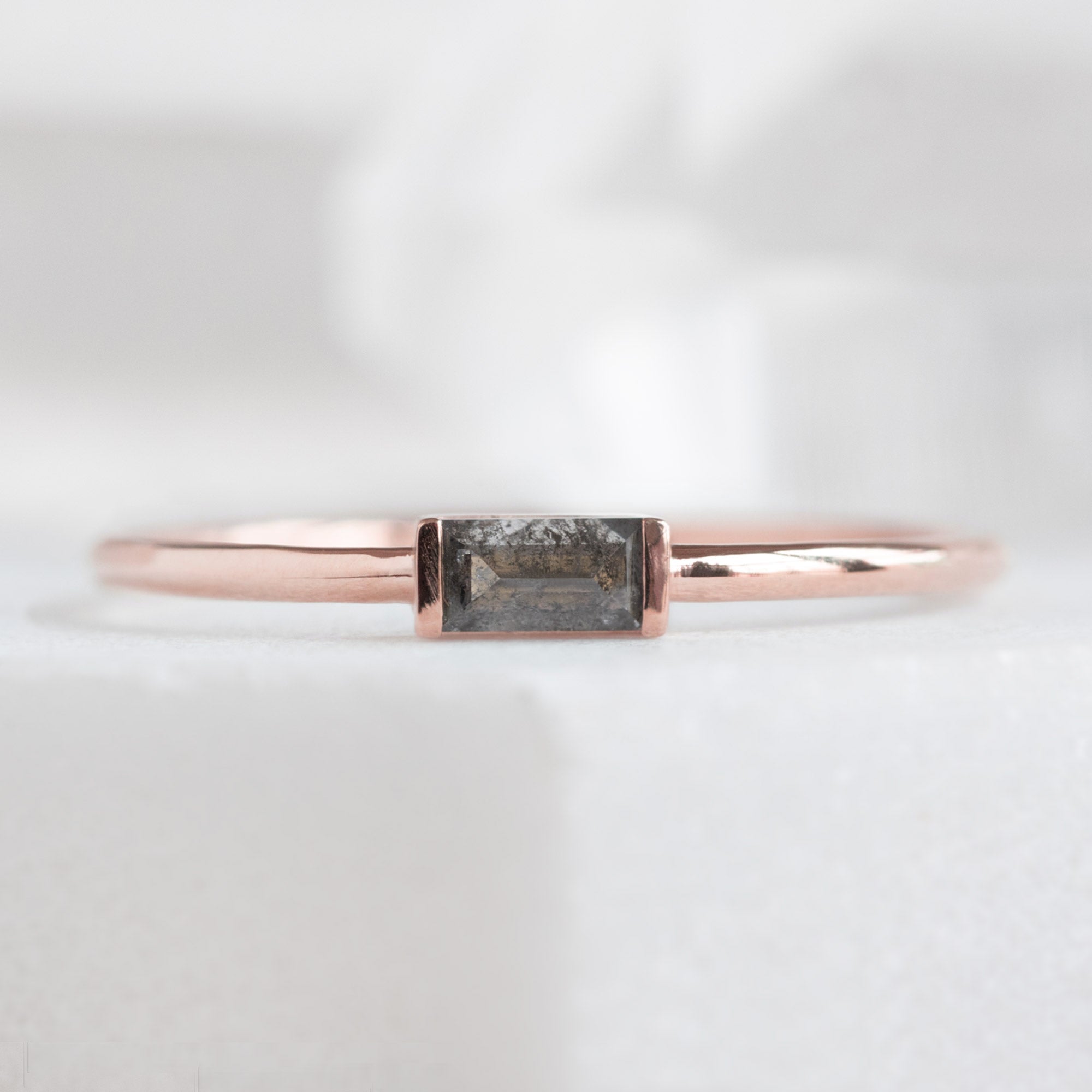 Alexis Russell Rings The Baguette Salt and Pepper Diamond Line Ring | Yellow, Rose or White Gold