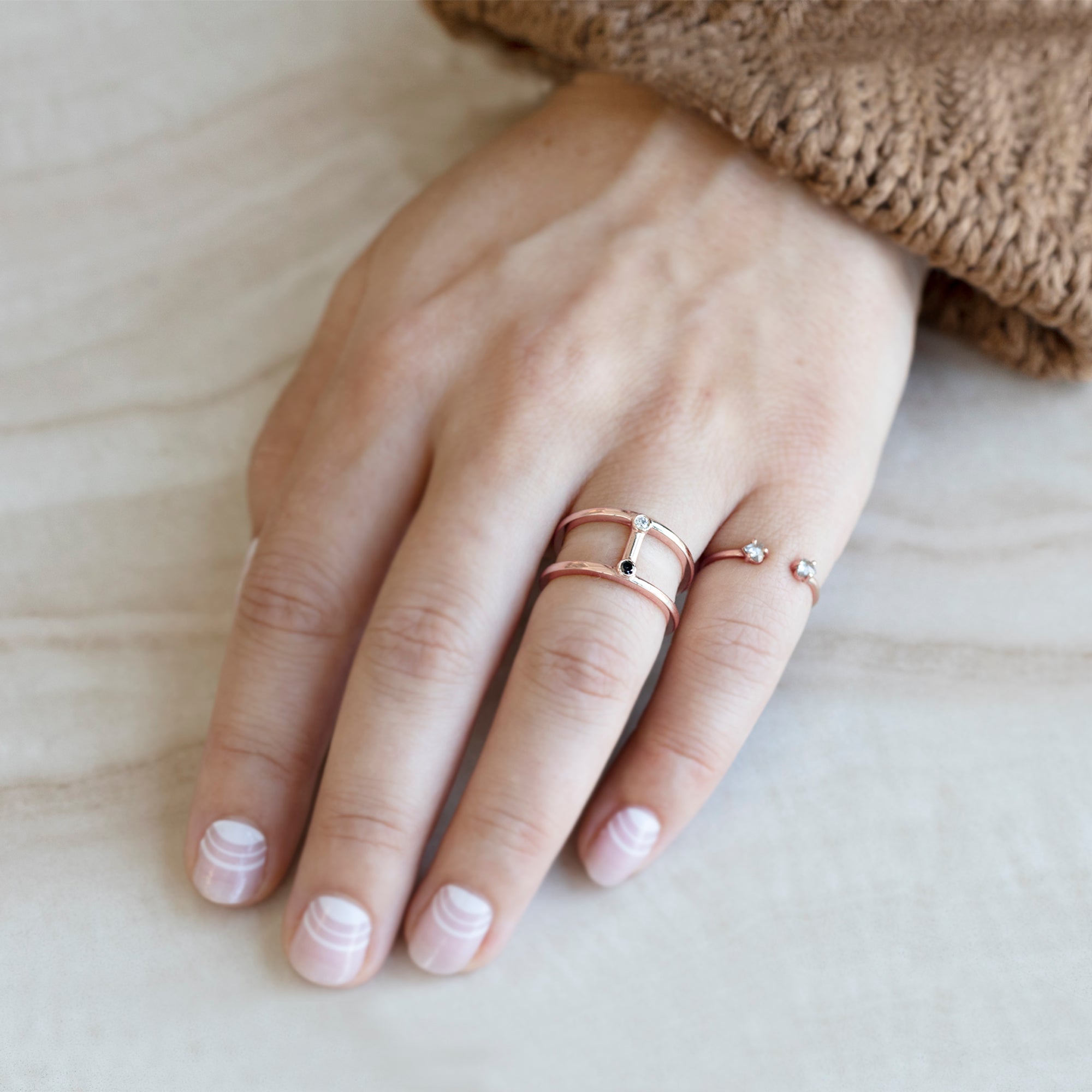 Alexis Russell Rings The Duality Diamond Cage Ring | Yellow, Rose or White Gold