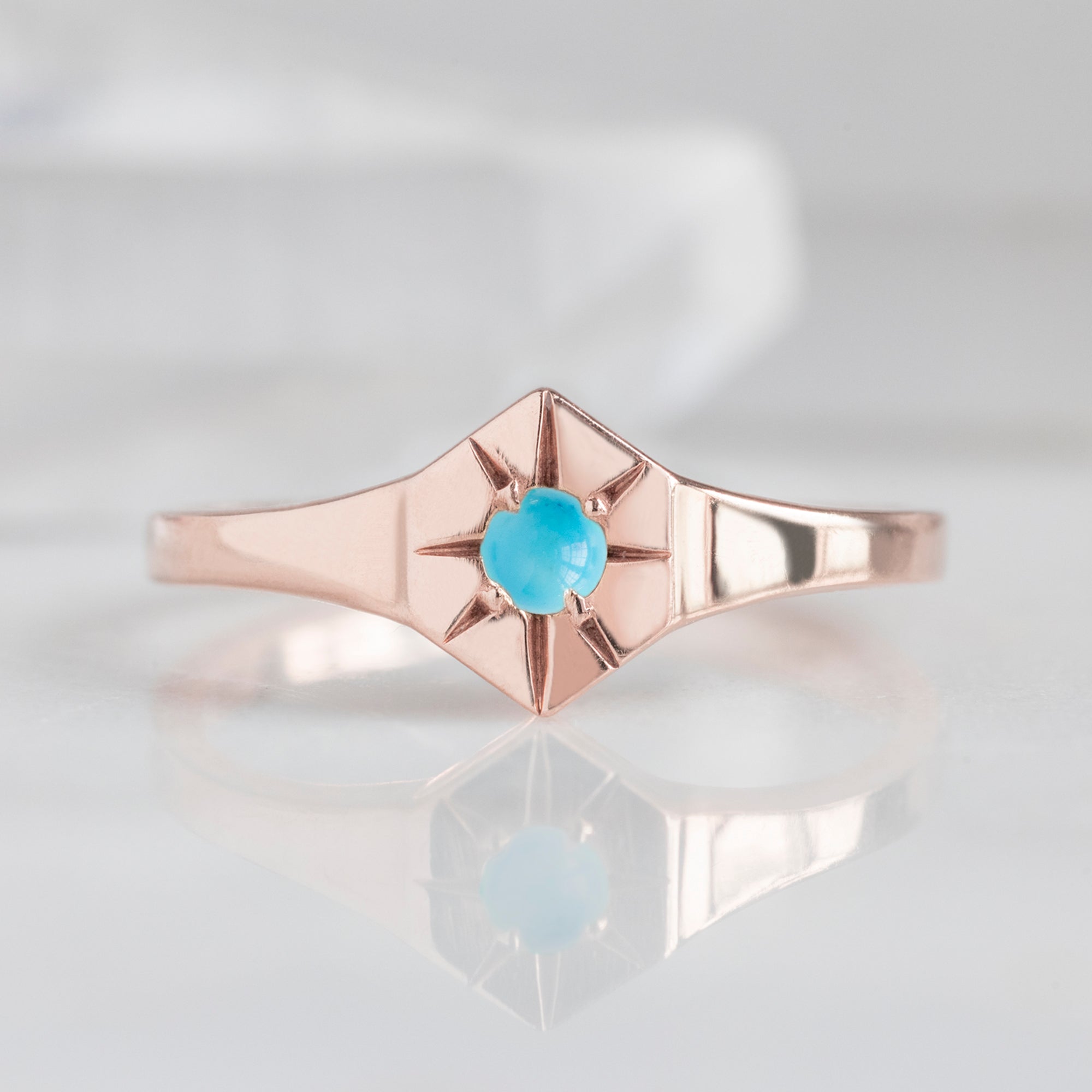 Alexis Russell Rings Turquoise Birthstone Signet Ring | Yellow, Rose or White Gold