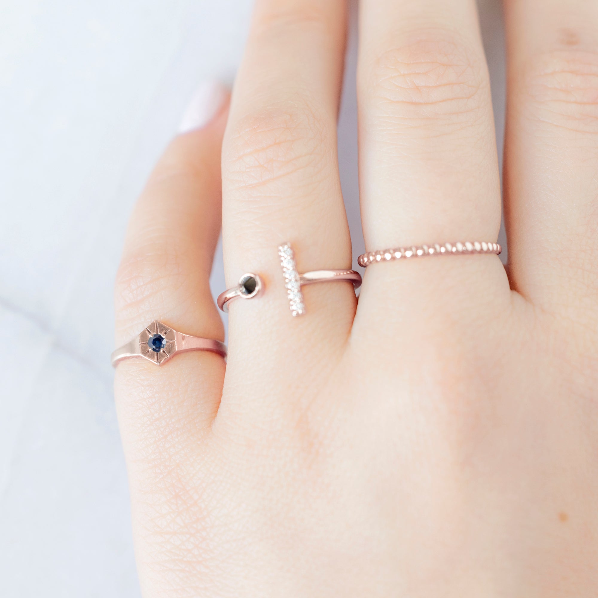 Alexis Russell Rings Blue Sapphire Birthstone Signet Ring | Yellow, Rose or White Gold