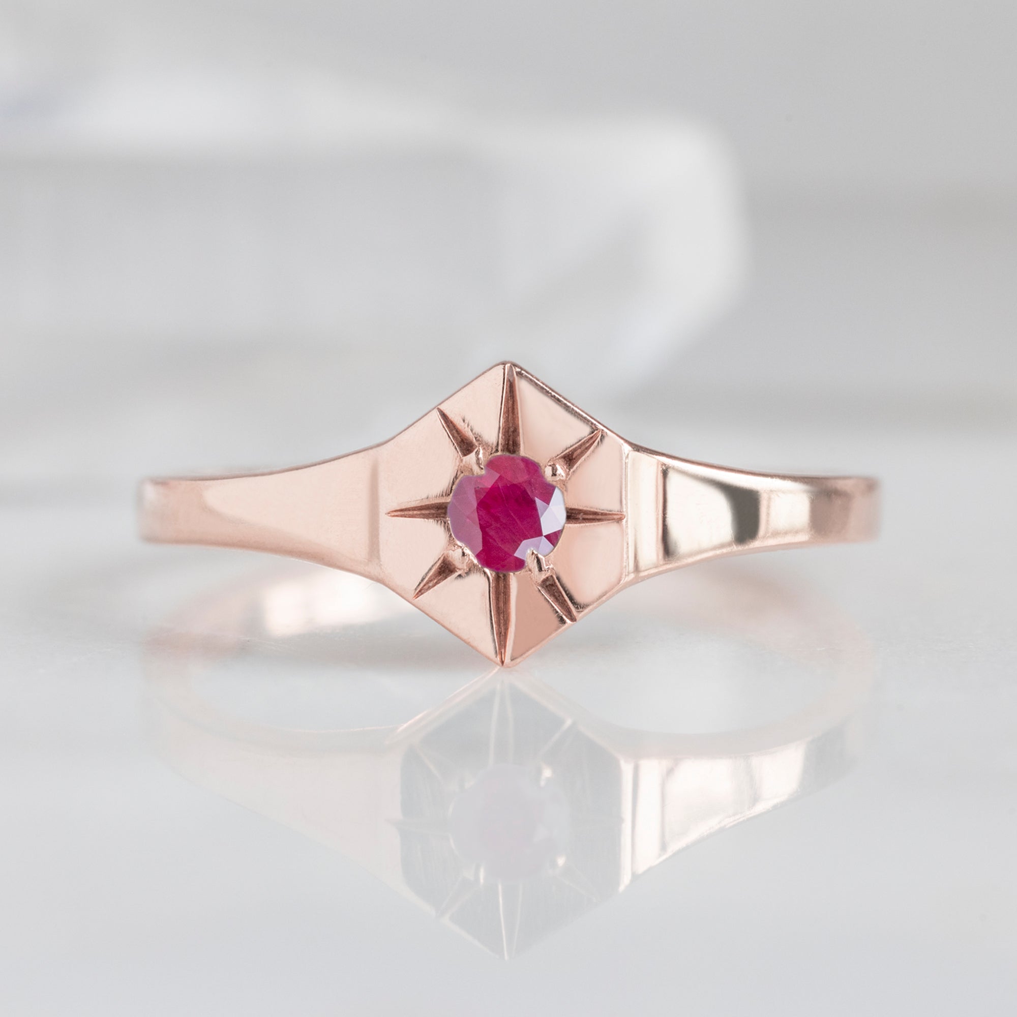 Alexis Russell Rings Ruby Birthstone Signet Ring | Yellow, Rose or White Gold
