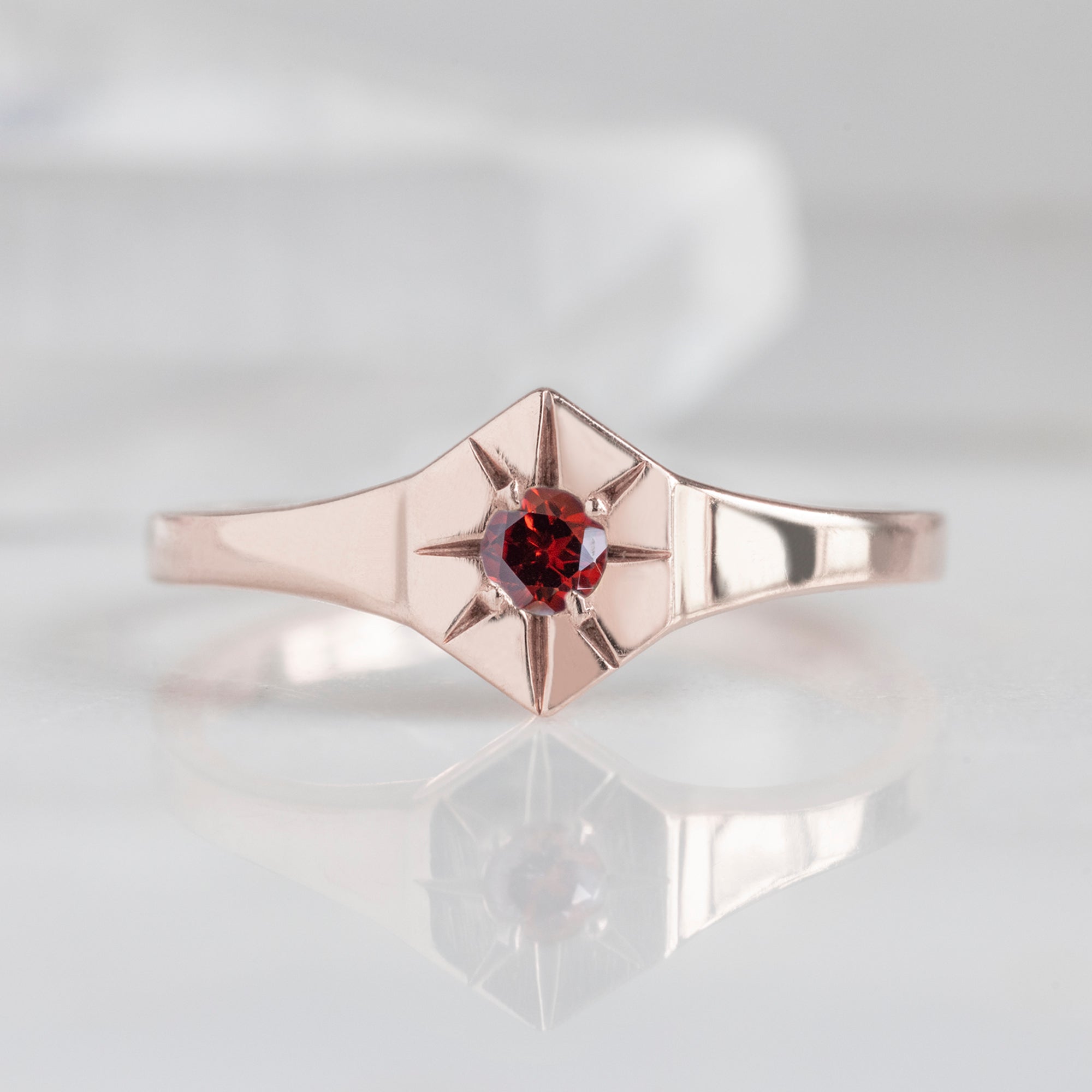 Alexis Russell Rings Garnet Birthstone Signet Ring | Yellow, Rose or White Gold