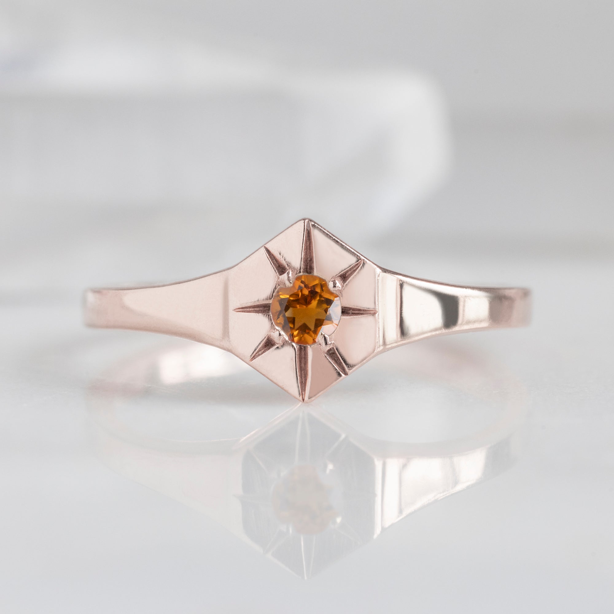 Alexis Russell Rings Citrine Birthstone Signet Ring | Yellow, Rose or White Gold