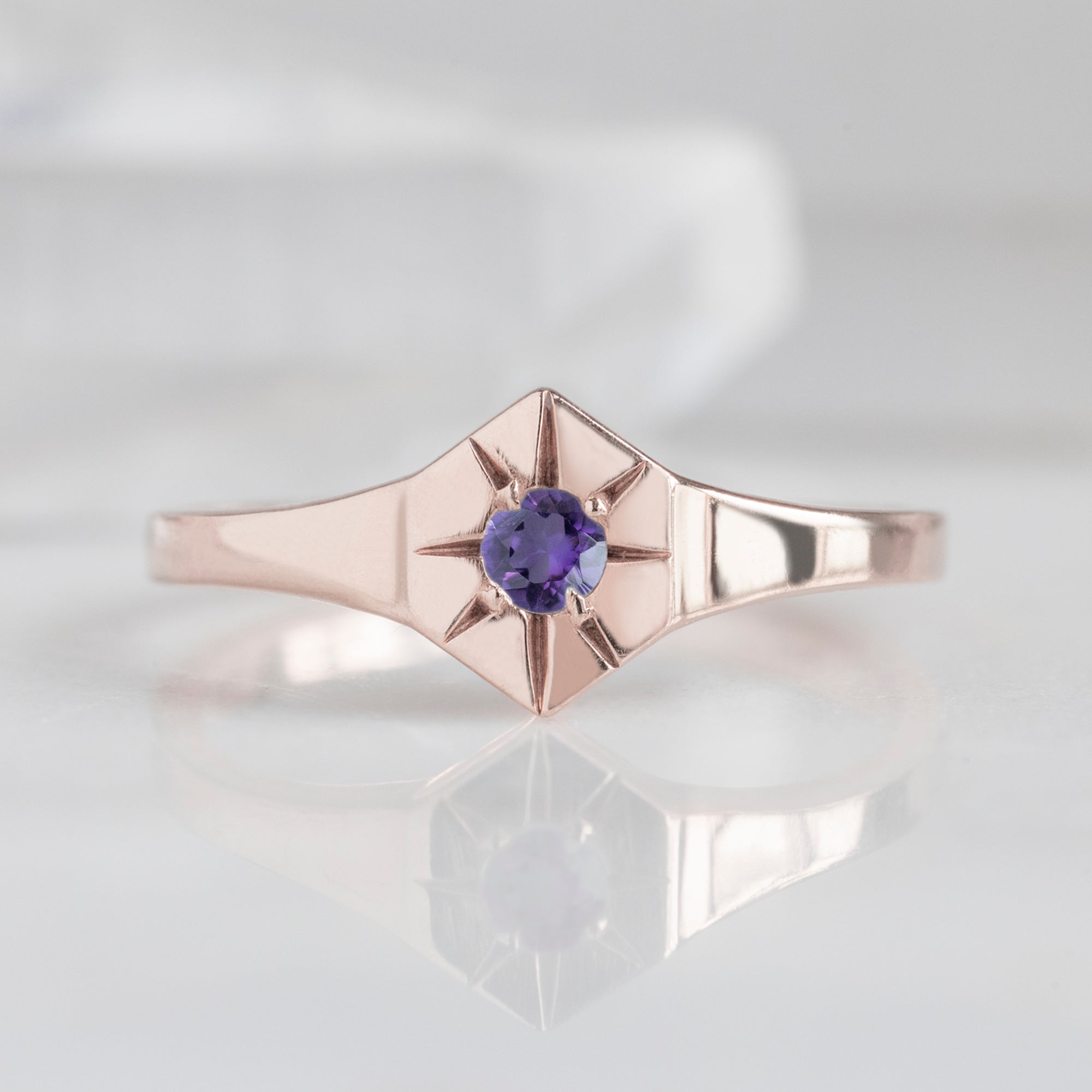 Alexis Russell Rings Amethyst Birthstone Signet Ring | Yellow, Rose or White Gold