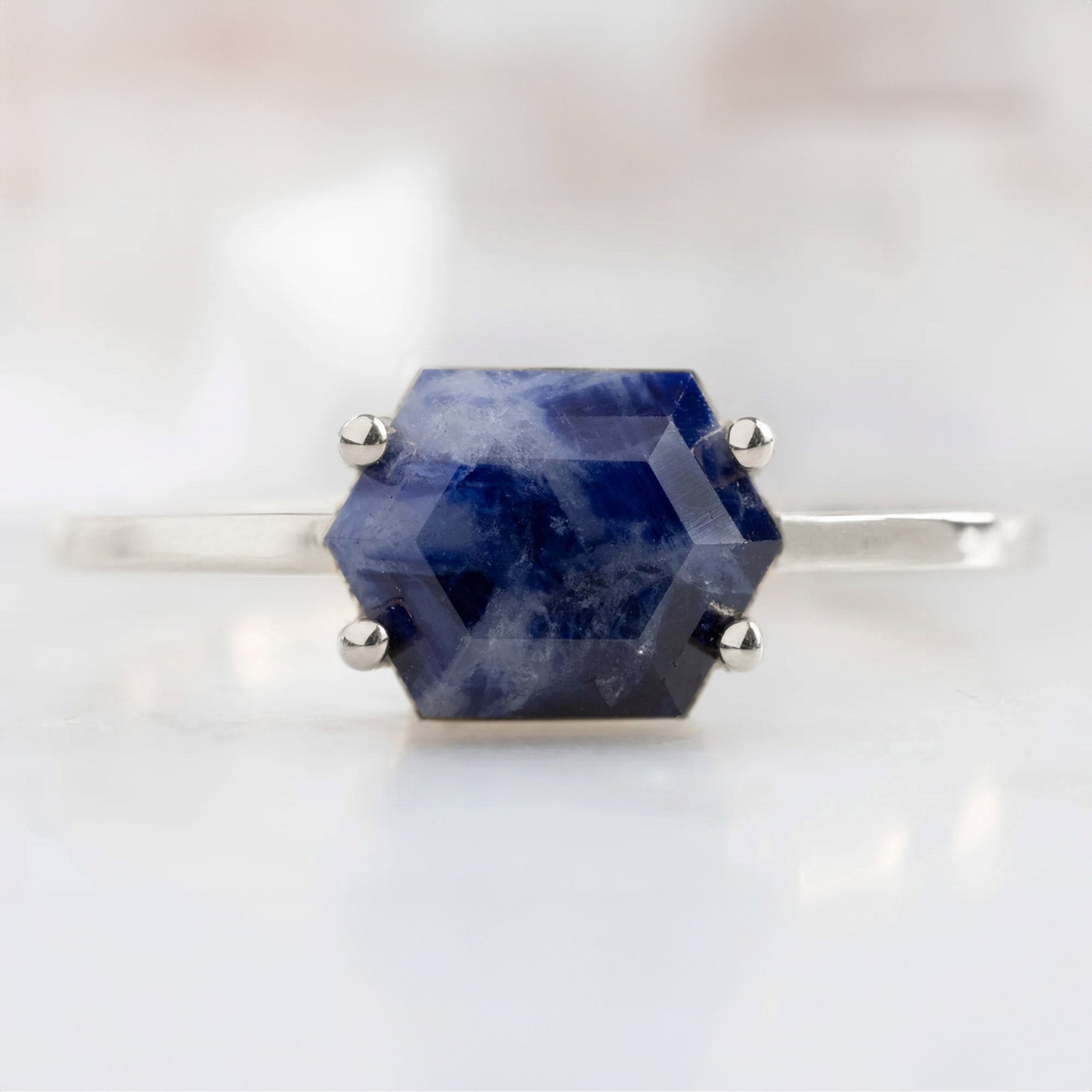 Alexis Russell Rings The Raw Sapphire Hexagon Ring | Yellow, Rose, White or Sterling Silver