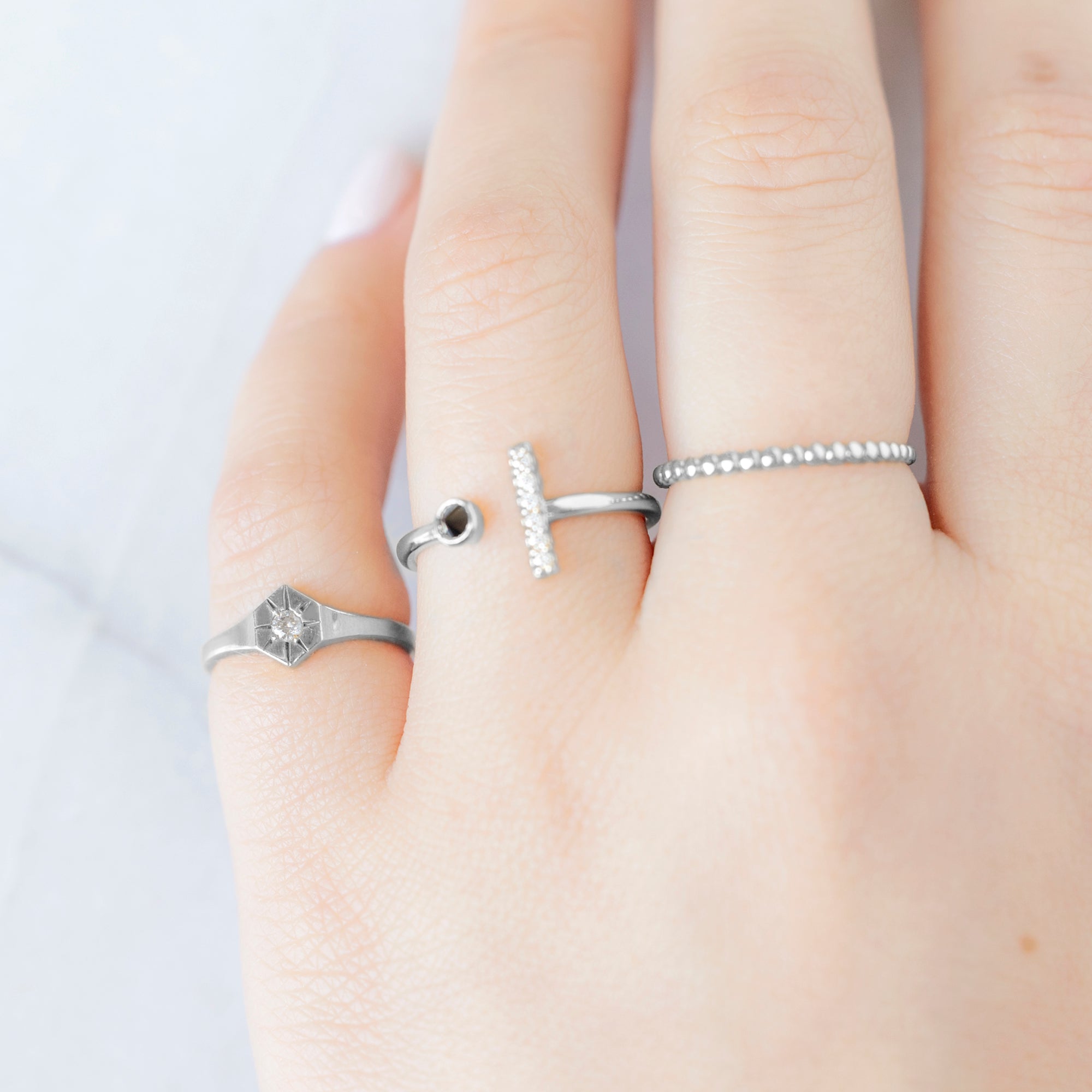 Alexis Russell Rings White Diamond Birthstone Signet Ring | Yellow, Rose or White Gold