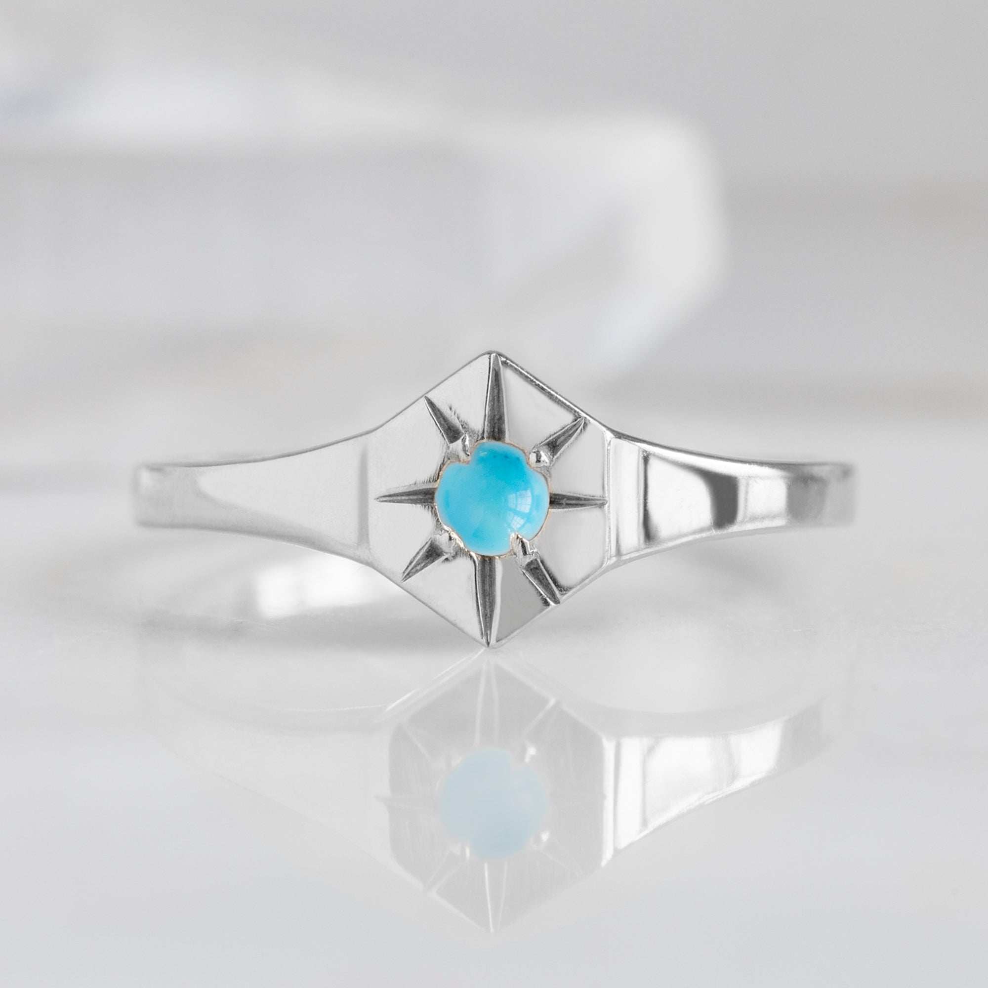Alexis Russell Rings Turquoise Birthstone Signet Ring | Yellow, Rose or White Gold
