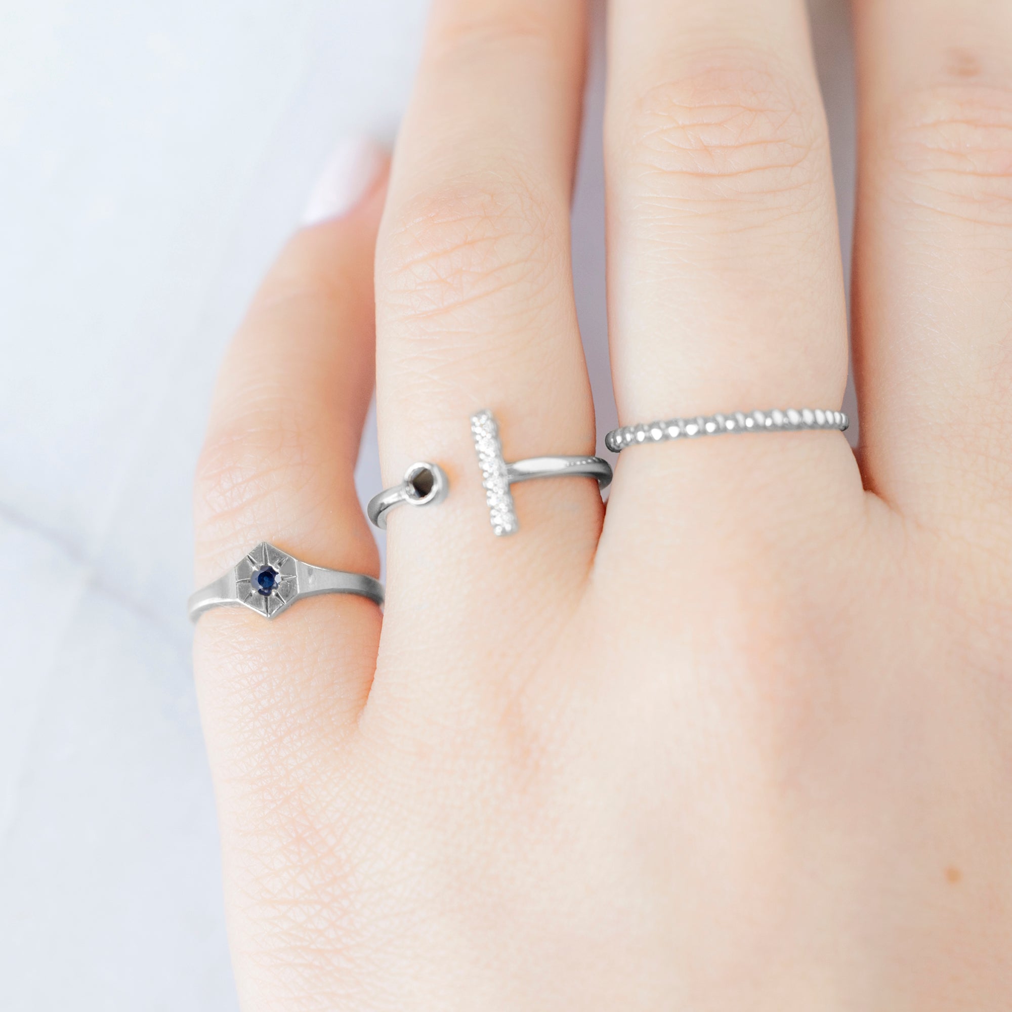 Alexis Russell Rings Blue Sapphire Birthstone Signet Ring | Yellow, Rose or White Gold