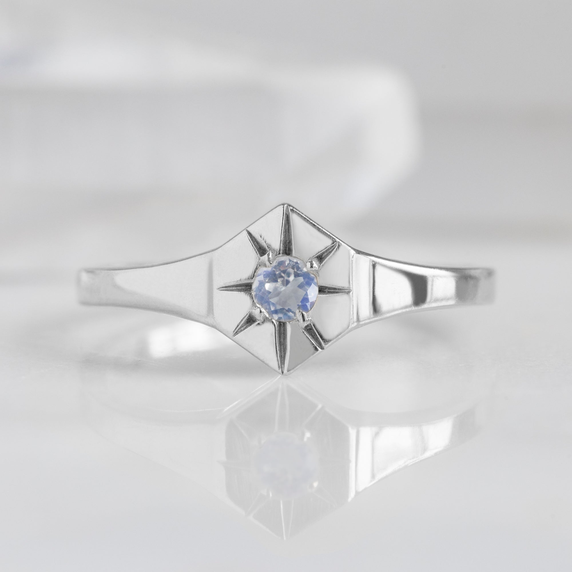Alexis Russell Rings Moonstone Birthstone Signet Ring | Yellow, Rose or White Gold