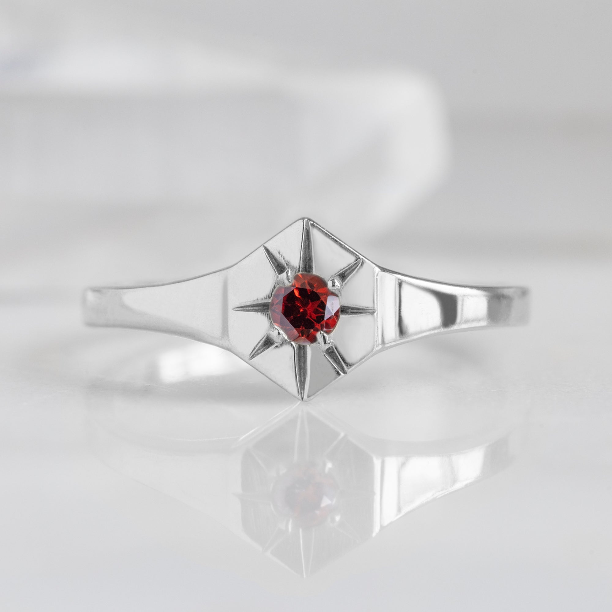Alexis Russell Rings Garnet Birthstone Signet Ring | Yellow, Rose or White Gold