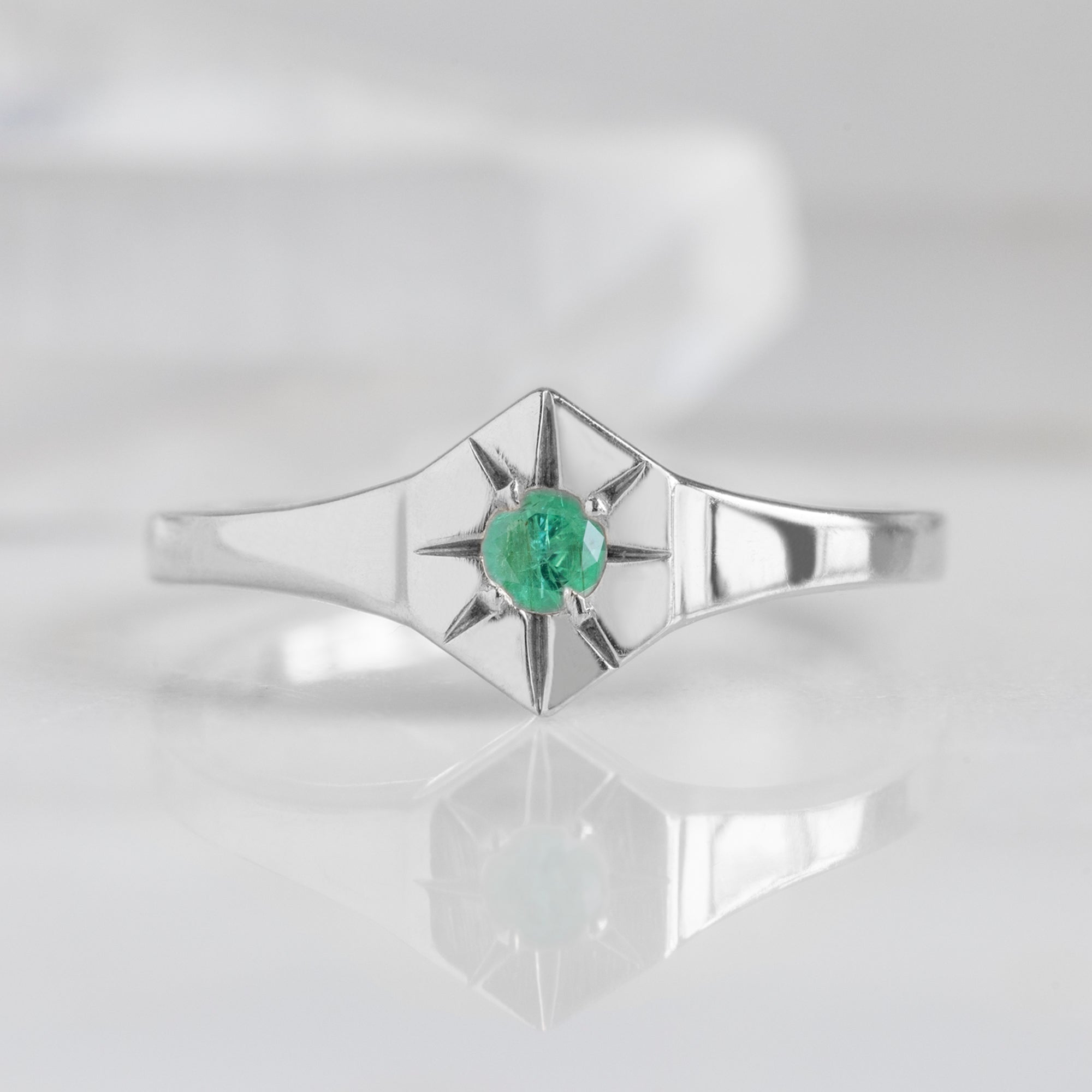 Alexis Russell Rings Emerald Birthstone Signet Ring | Yellow, Rose or White Gold