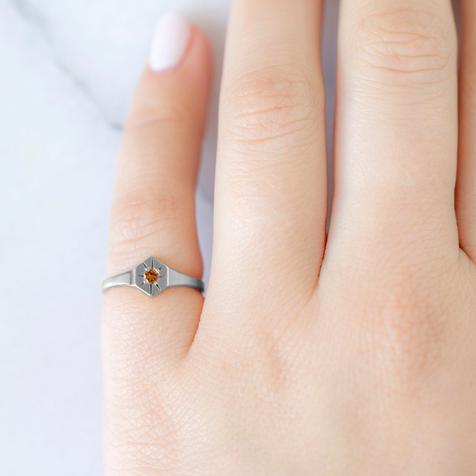 Alexis Russell Rings Citrine Birthstone Signet Ring | Yellow, Rose or White Gold