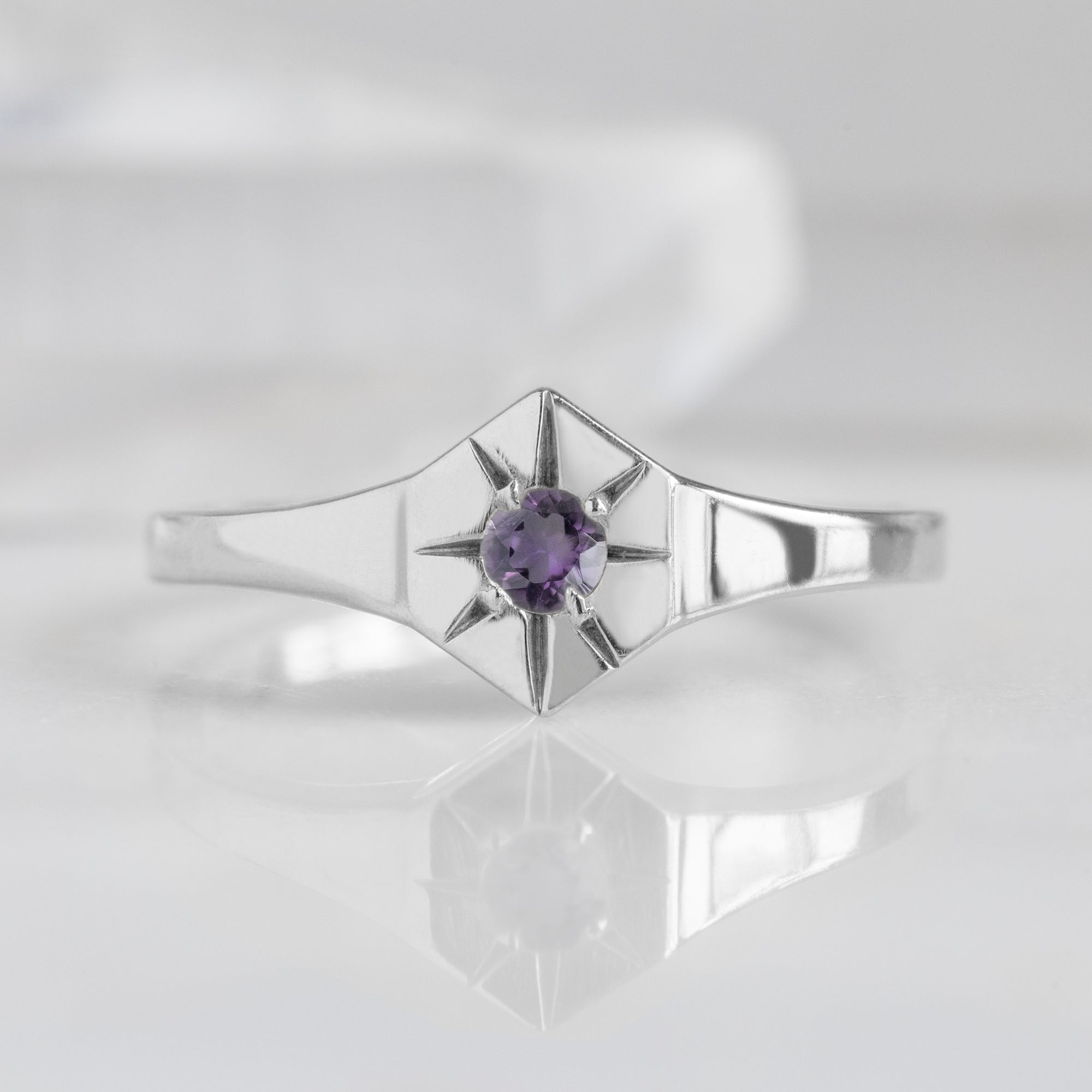 Alexis Russell Rings Amethyst Birthstone Signet Ring | Yellow, Rose or White Gold