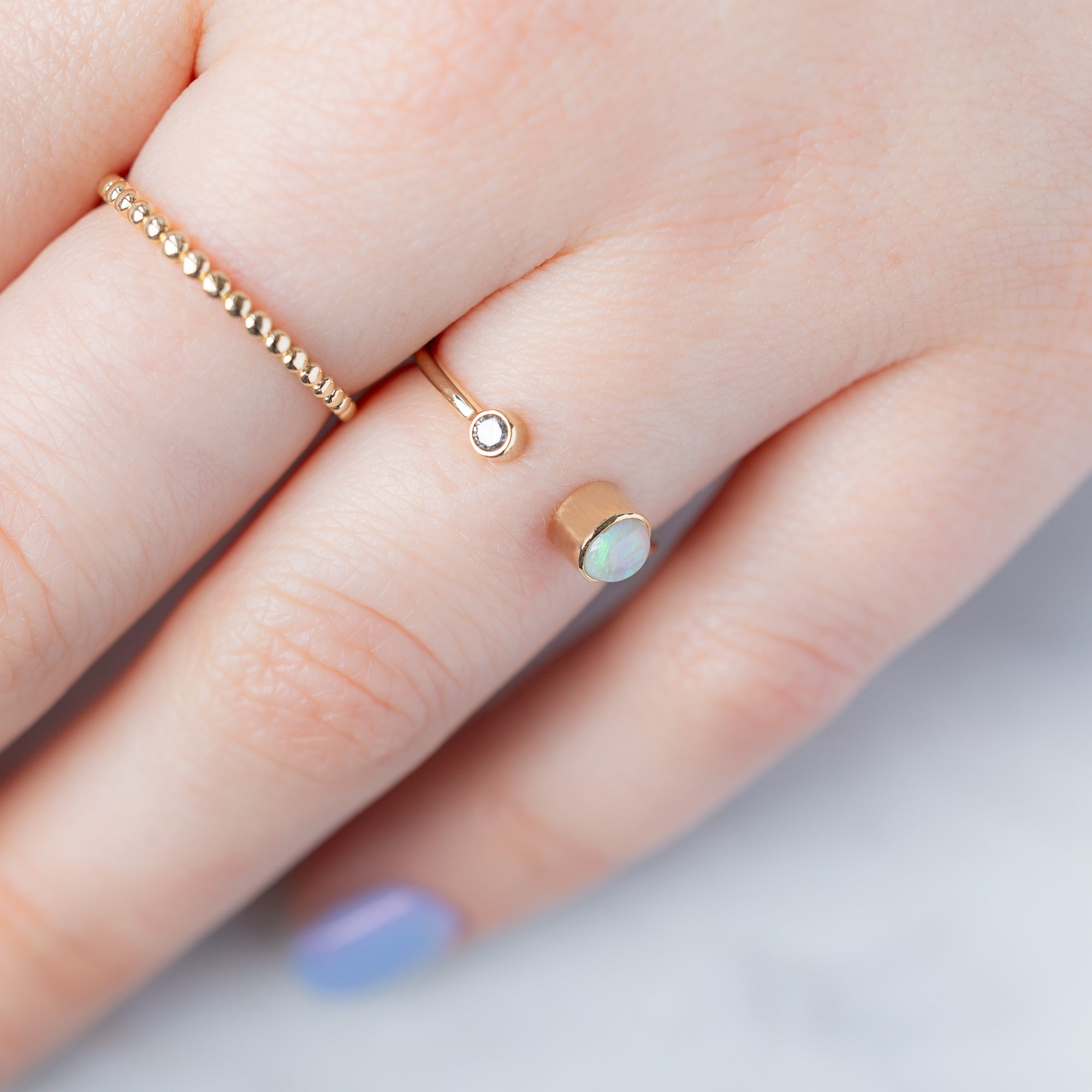 Alexis Russell Rings The Open Cuff Opal + Diamond Ring | Yellow or Rose Gold