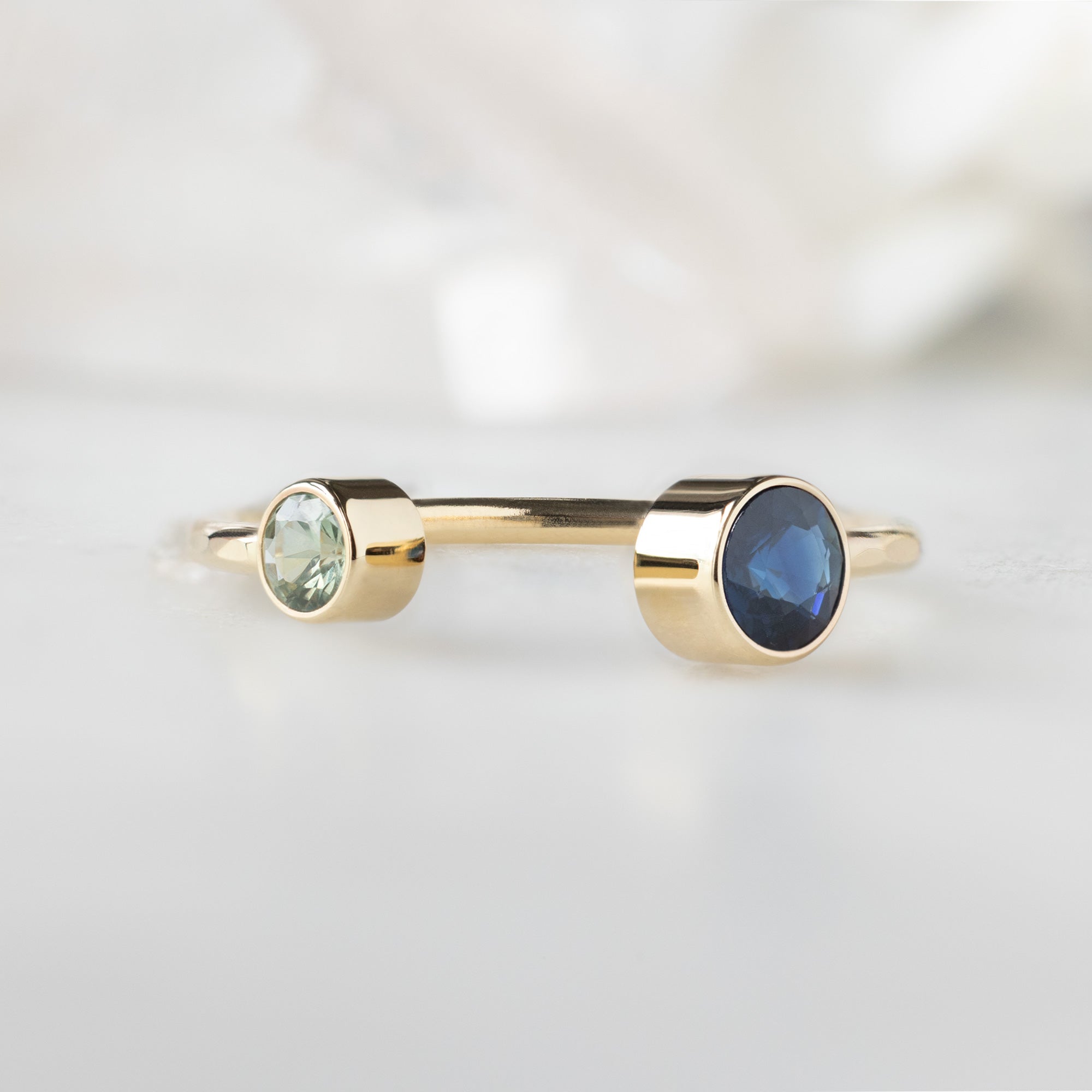 Alexis Russell Rings The Open Cuff Blue + Green Sapphire Ring | Yellow Gold or Sterling Silver