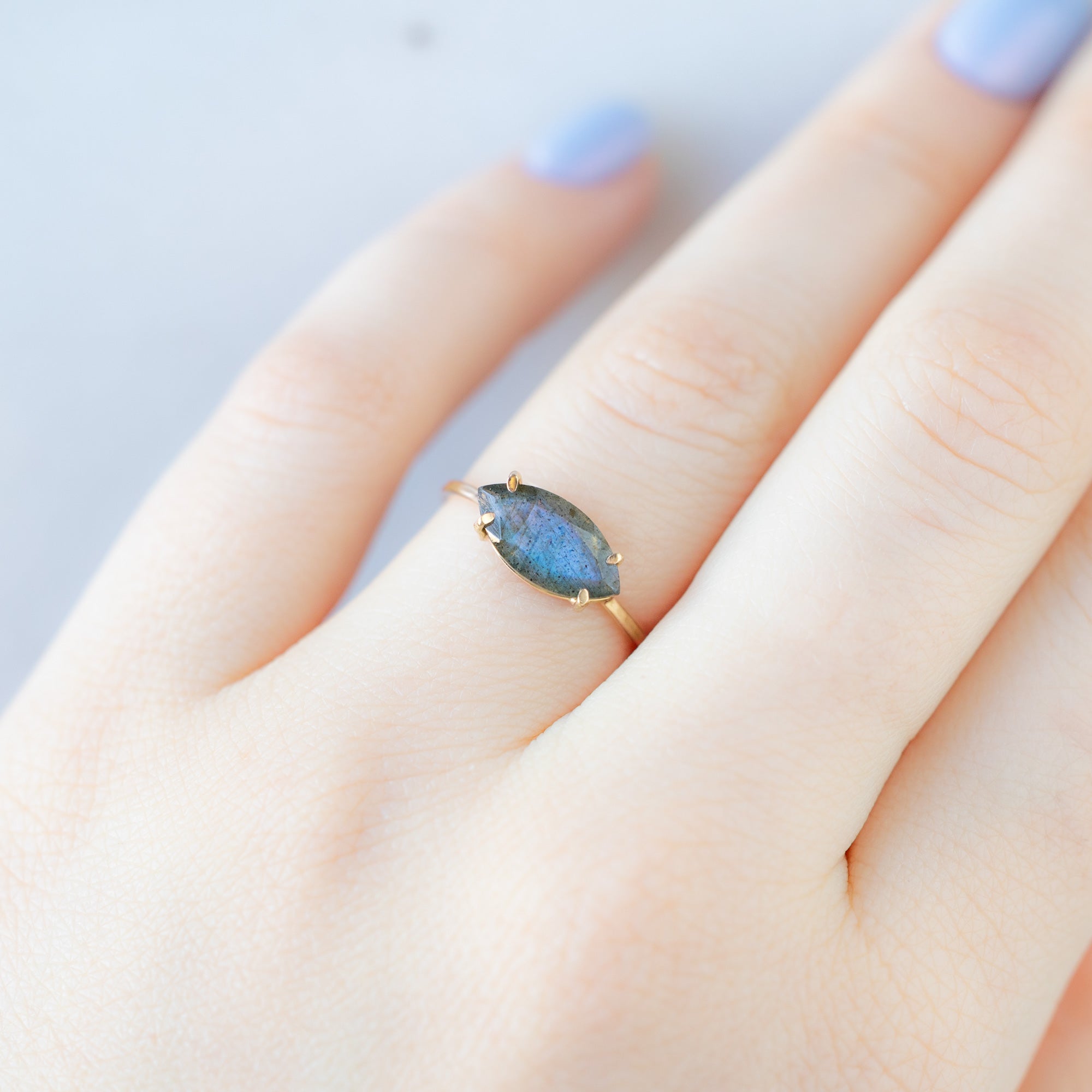 Alexis Russell Rings The Labradorite Marquise Ring | Yellow, Rose or Sterling Silver