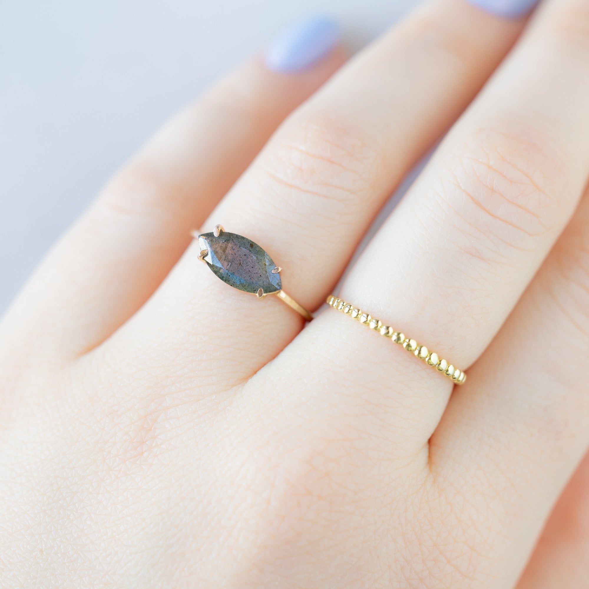 Alexis Russell Rings The Labradorite Marquise Ring | Yellow, Rose or Sterling Silver