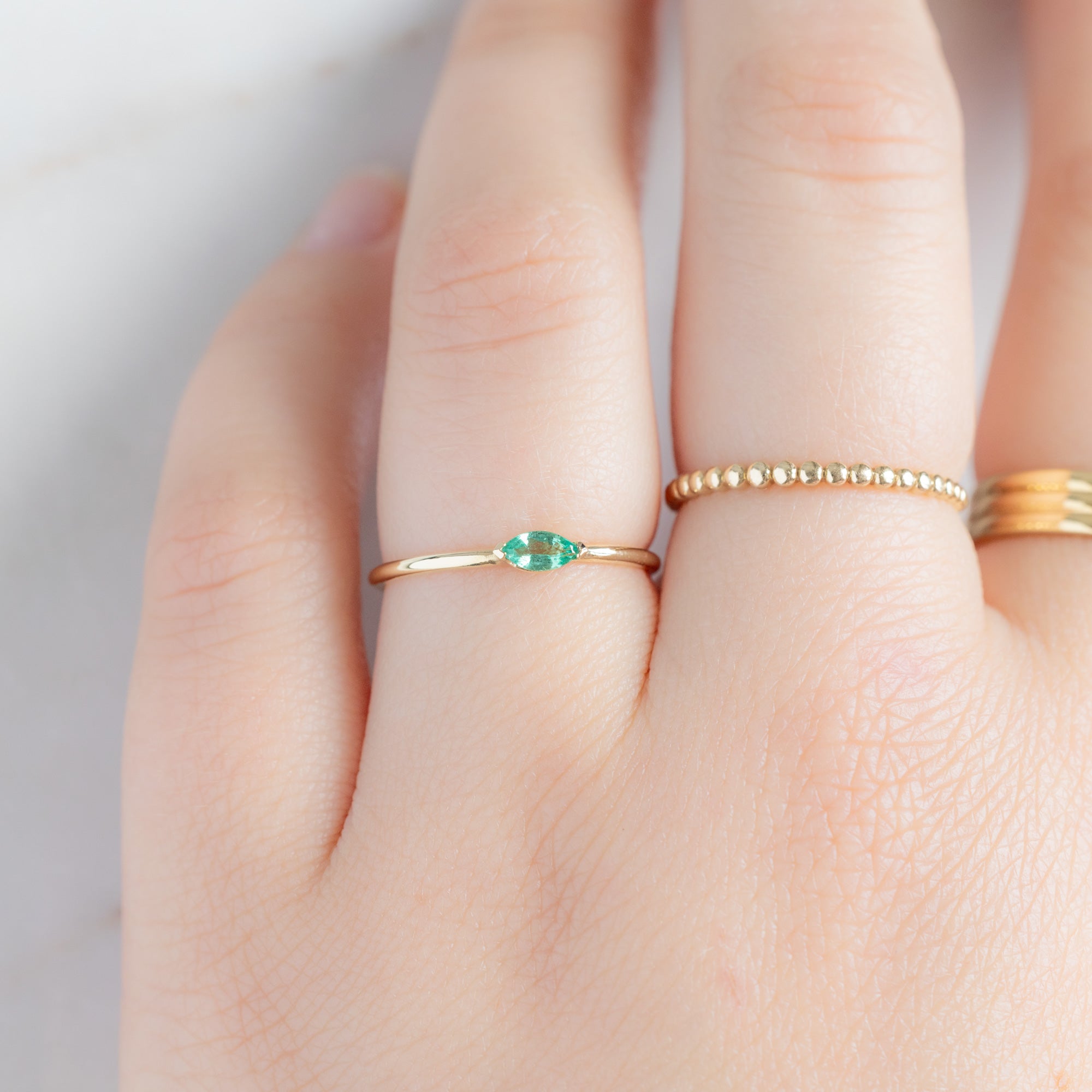 Alexis Russell Rings The Teensy Emerald Ring | Yellow, Rose or White Gold