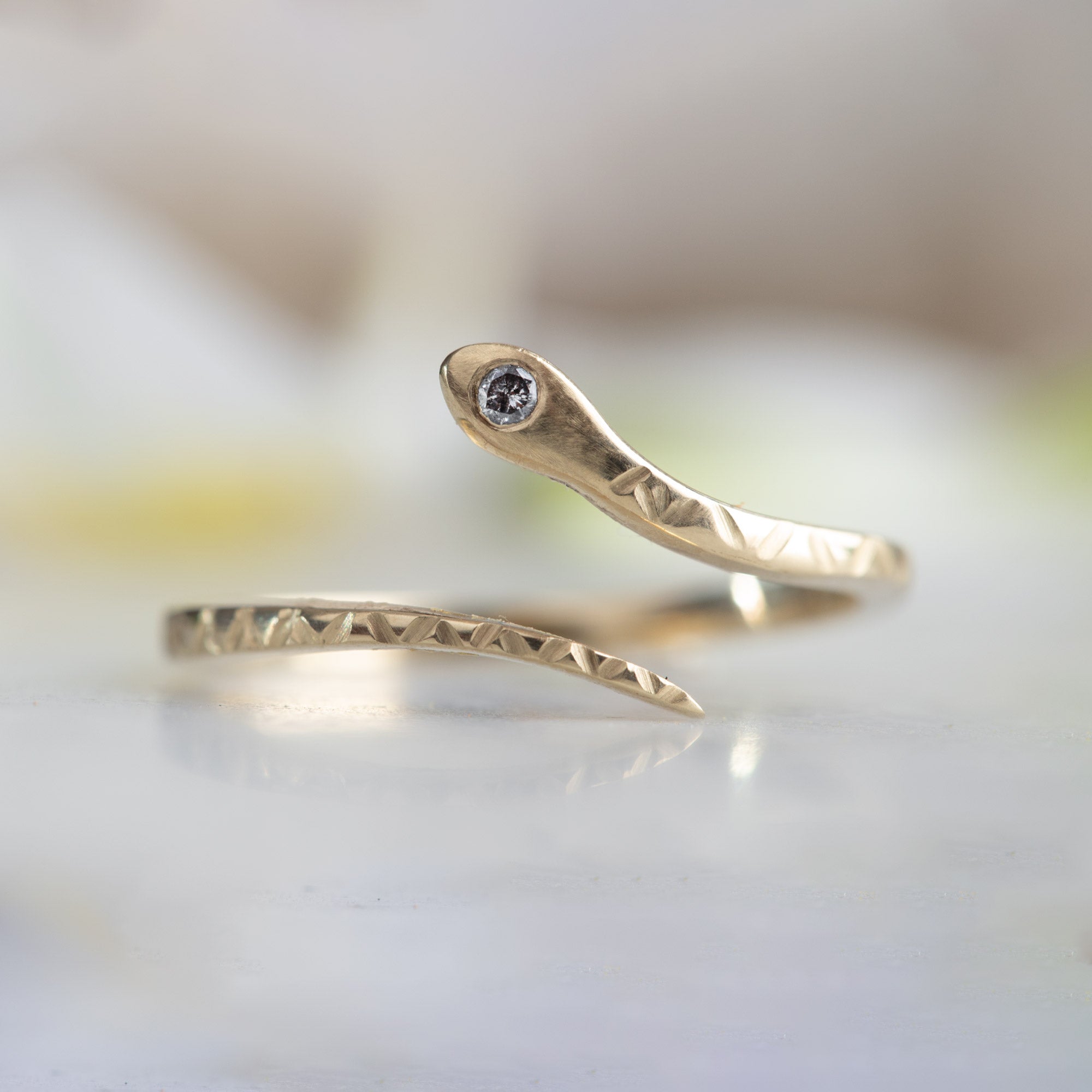 Alexis Russell Rings The Salt and Pepper Diamond Serpent Ring | Yellow, Rose or White Gold
