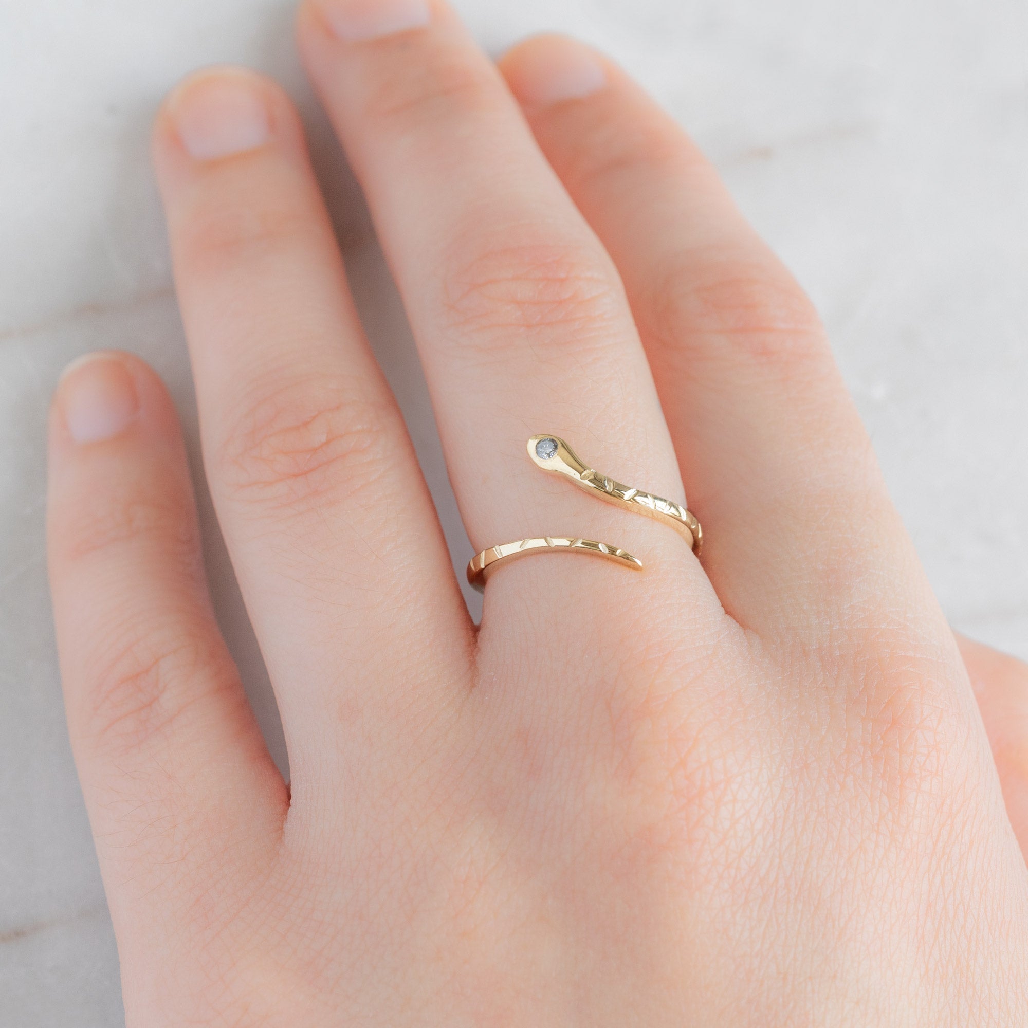 Alexis Russell Rings The Salt and Pepper Diamond Serpent Ring | Yellow, Rose or White Gold
