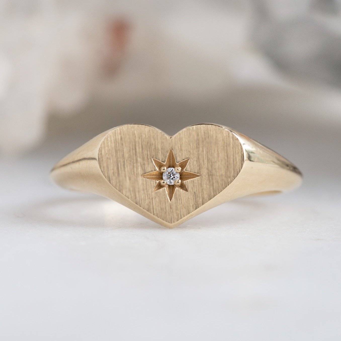 Alexis Russell Rings The Sweetheart White Diamond Signet Ring | Yellow, Rose, White or Sterling Silver