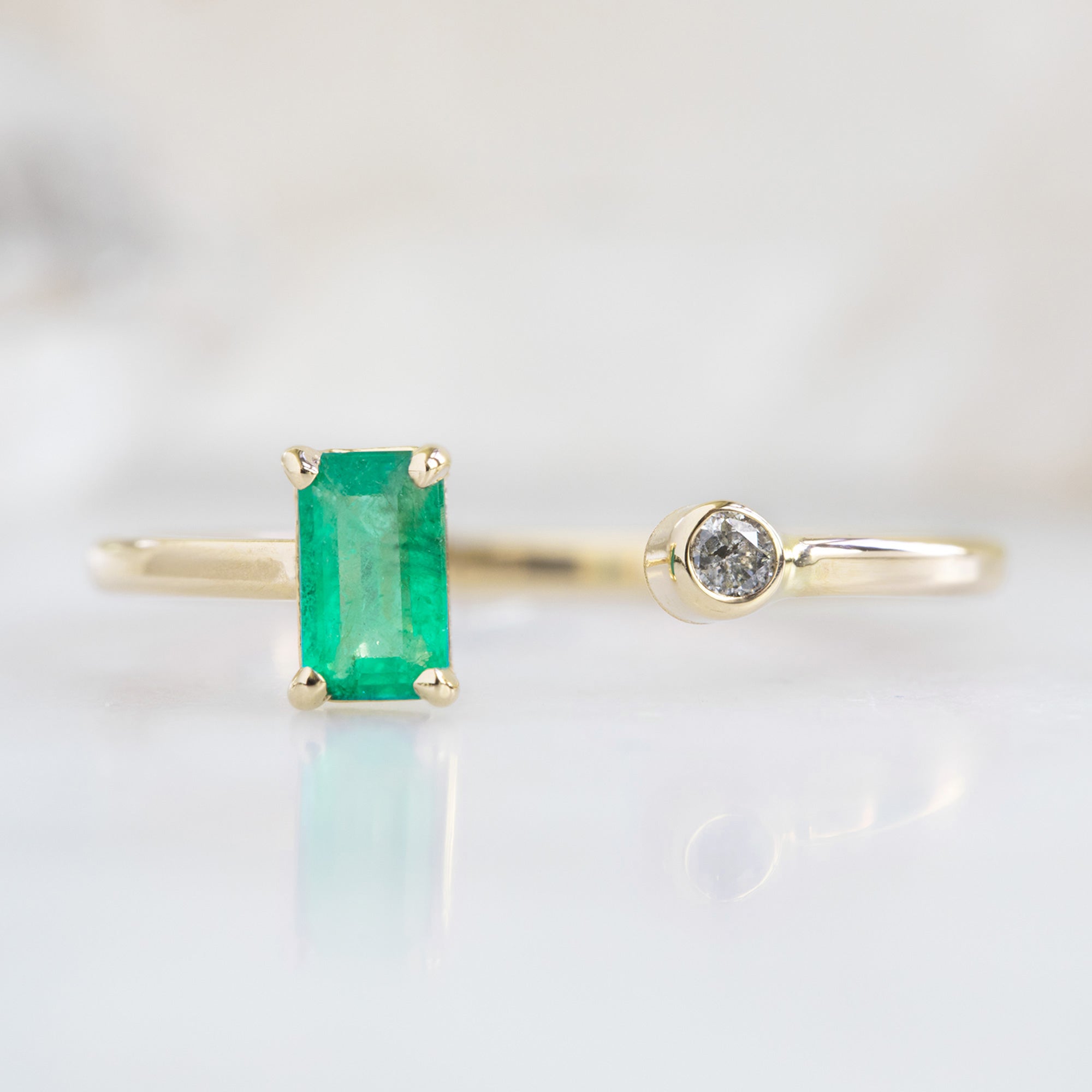 Alexis Russell Rings The Open Cuff Emerald + Diamond Ring | Yellow, Rose or White Gold