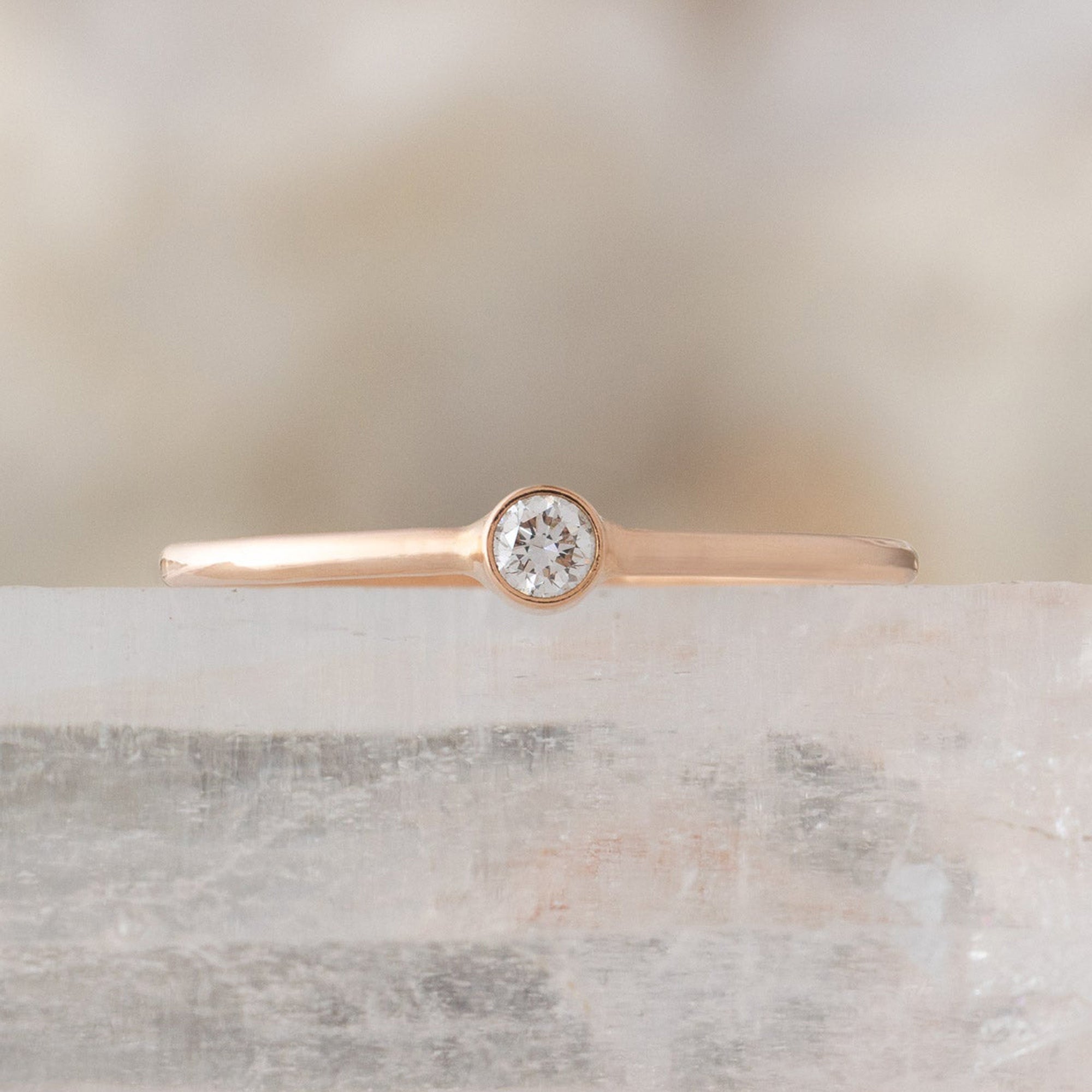 Alexis Russell Rings The Teensy White Diamond Stacking Ring | Yellow, Rose or White Gold