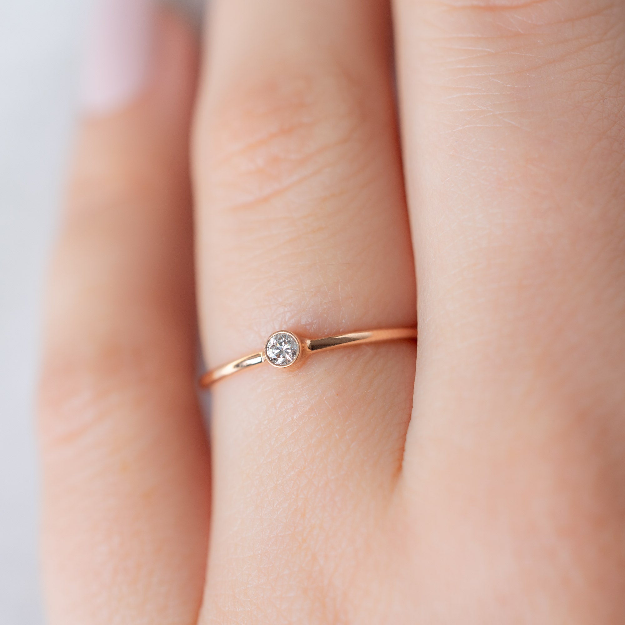 Alexis Russell Rings The Teensy White Diamond Stacking Ring | Yellow, Rose or White Gold