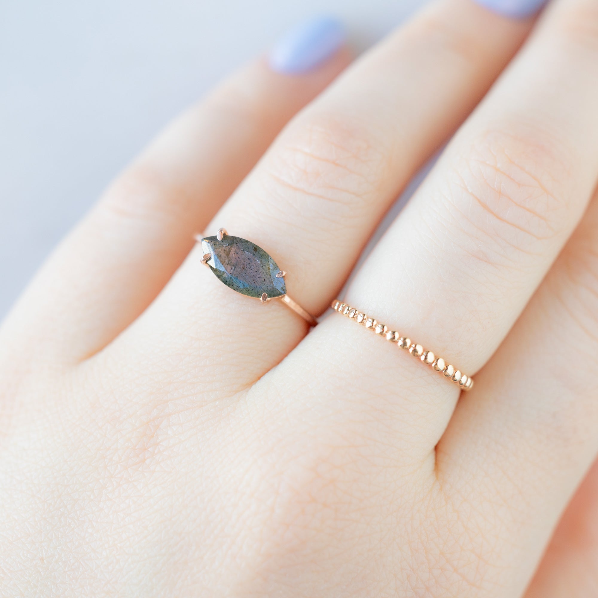 Alexis Russell Rings The Labradorite Marquise Ring | Yellow, Rose or Sterling Silver