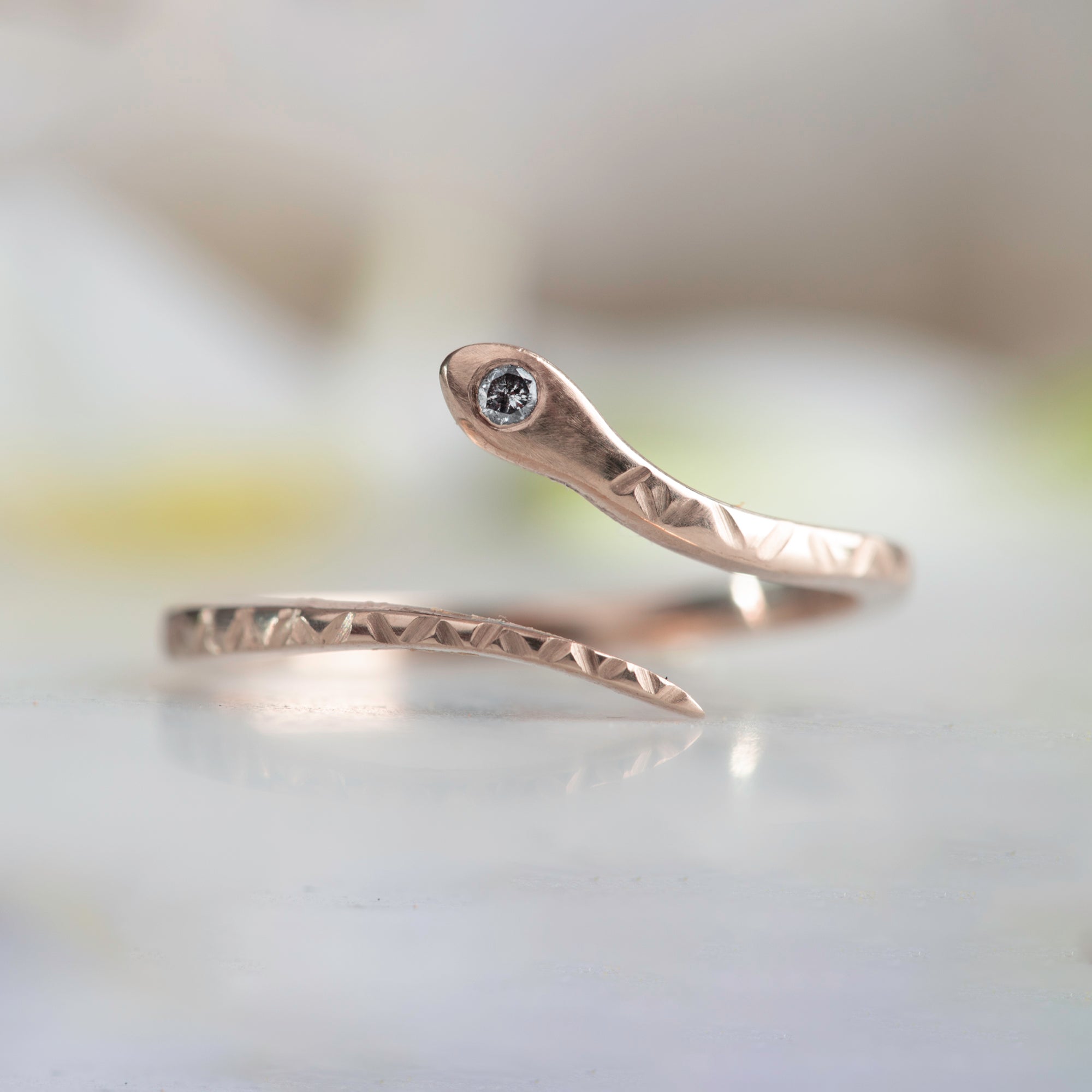 Alexis Russell Rings The Salt and Pepper Diamond Serpent Ring | Yellow, Rose or White Gold