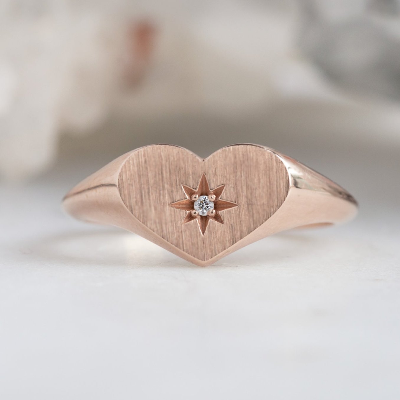 Alexis Russell Rings The Sweetheart White Diamond Signet Ring | Yellow, Rose, White or Sterling Silver