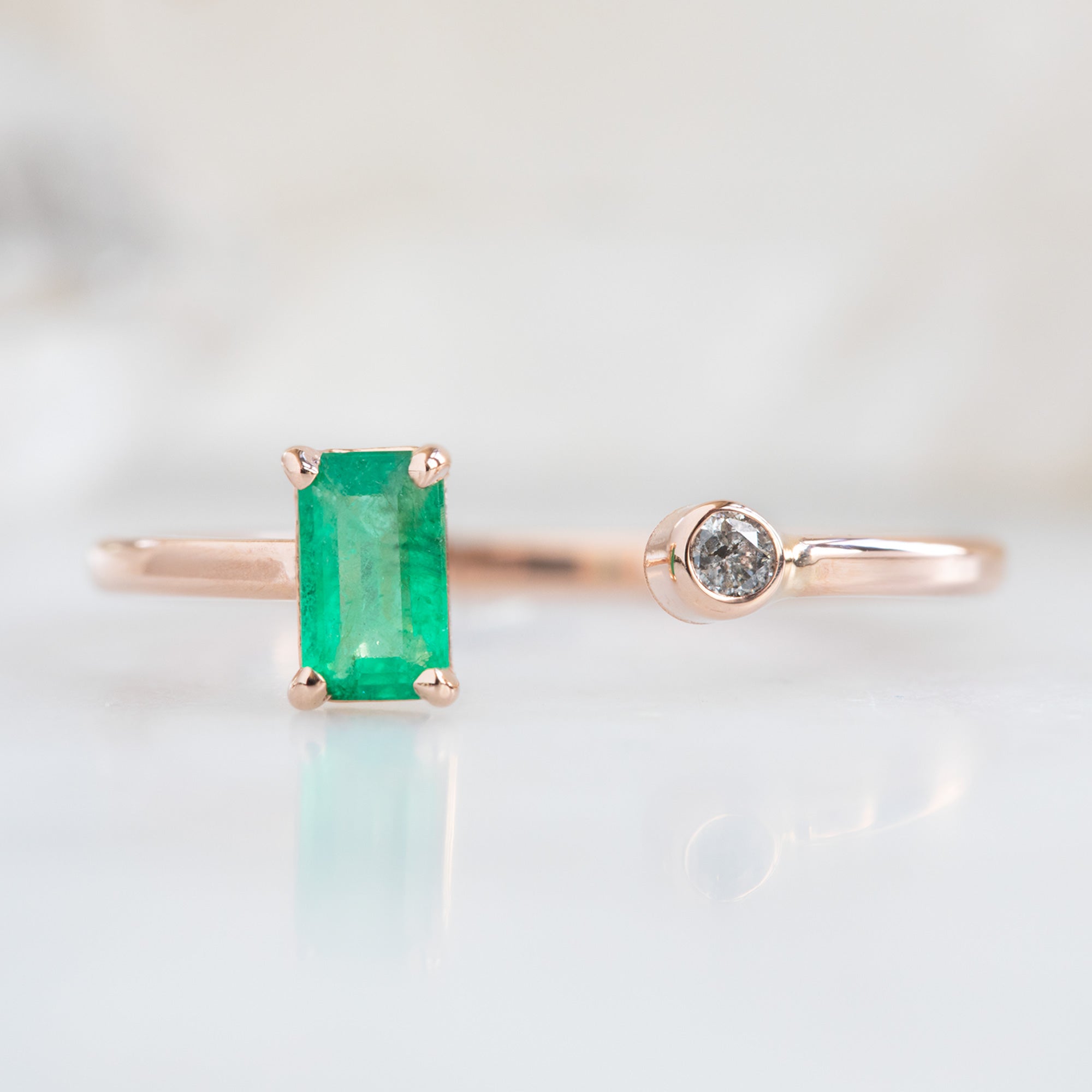 Alexis Russell Rings The Open Cuff Emerald + Diamond Ring | Yellow, Rose or White Gold