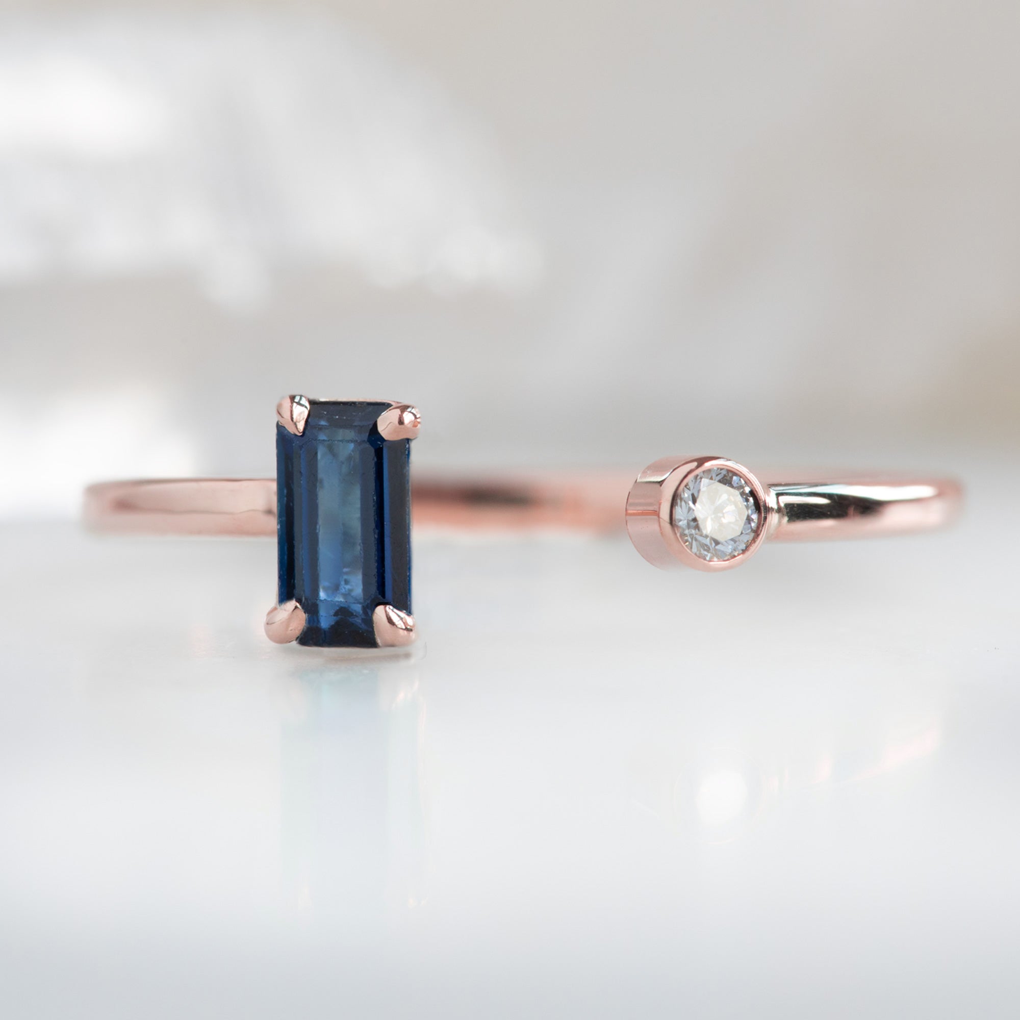 Alexis Russell Rings The Open Cuff Sapphire + Diamond Ring | Rose Gold