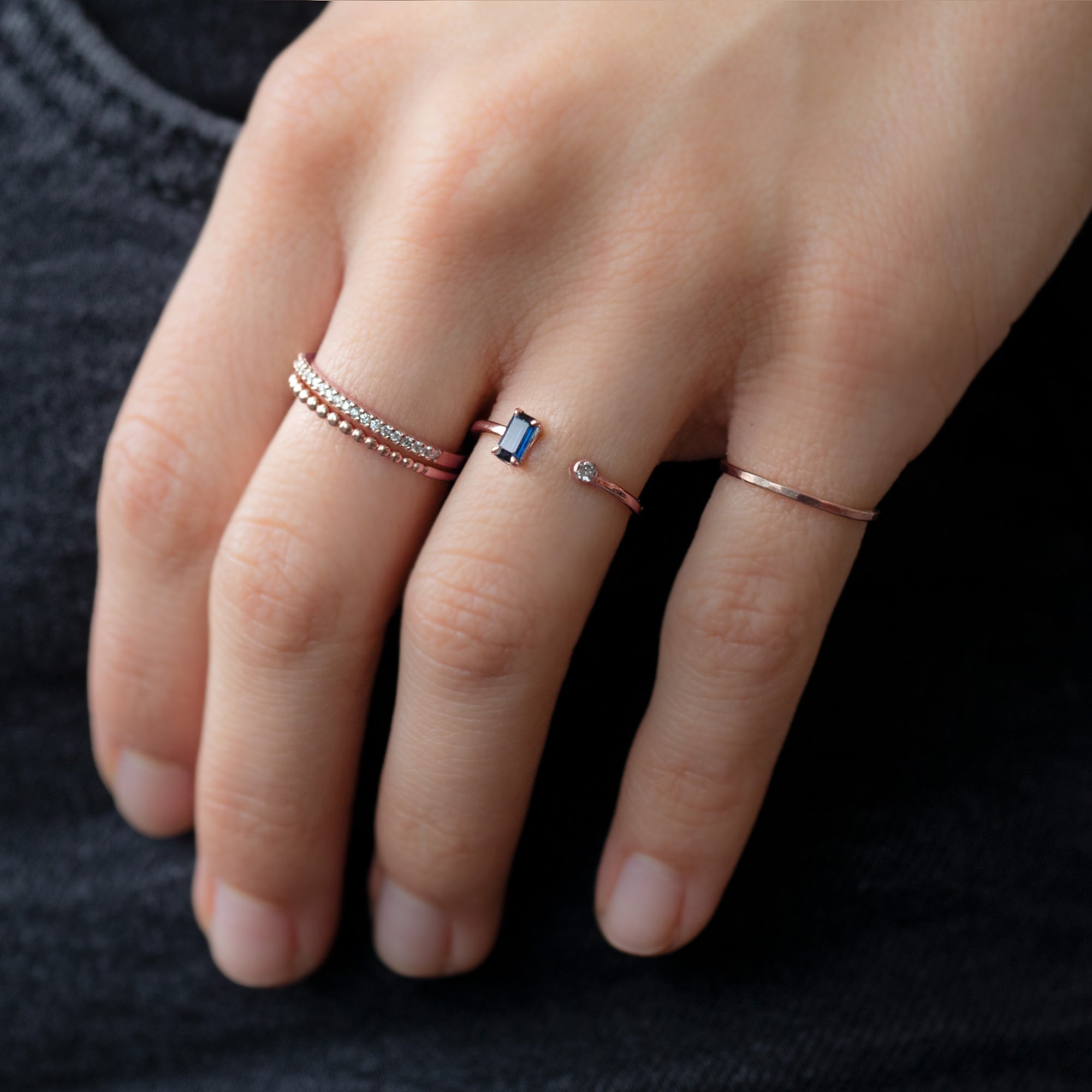 Alexis Russell Rings The Open Cuff Sapphire + Diamond Ring | Rose Gold