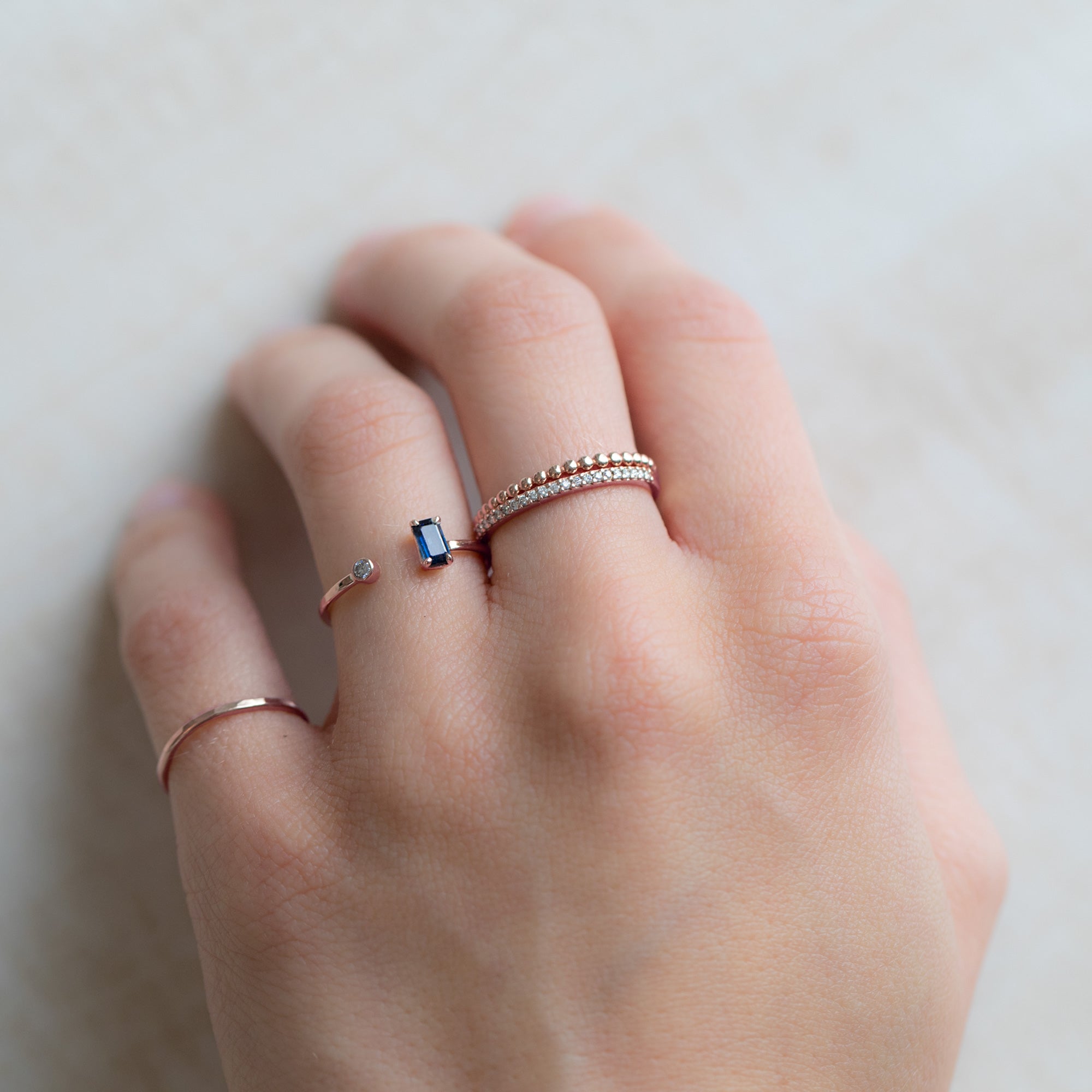 Alexis Russell Rings The Open Cuff Sapphire + Diamond Ring | Rose Gold