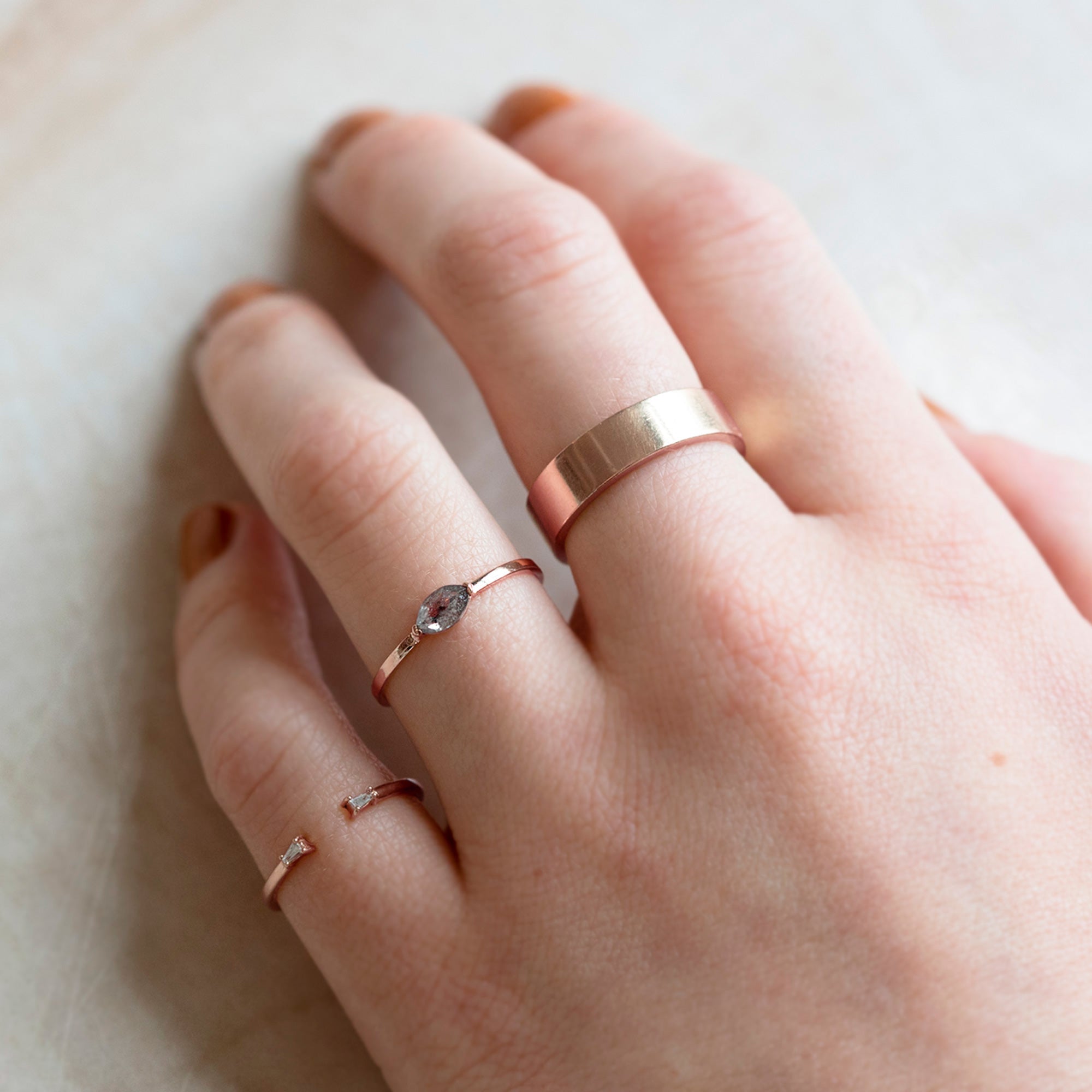 Alexis Russell Rings The Salt and Pepper Diamond Eye Ring | Rose Gold