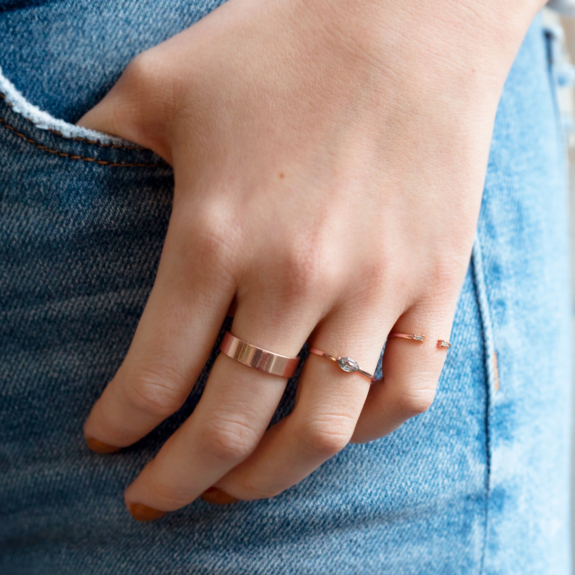 Alexis Russell Rings The Salt and Pepper Diamond Eye Ring | Rose Gold