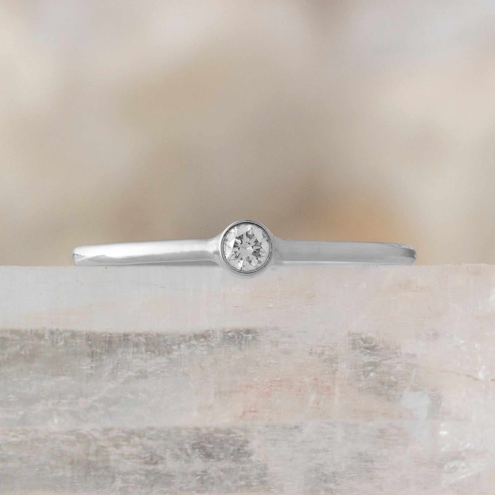 Alexis Russell Rings The Teensy White Diamond Stacking Ring | Yellow, Rose or White Gold