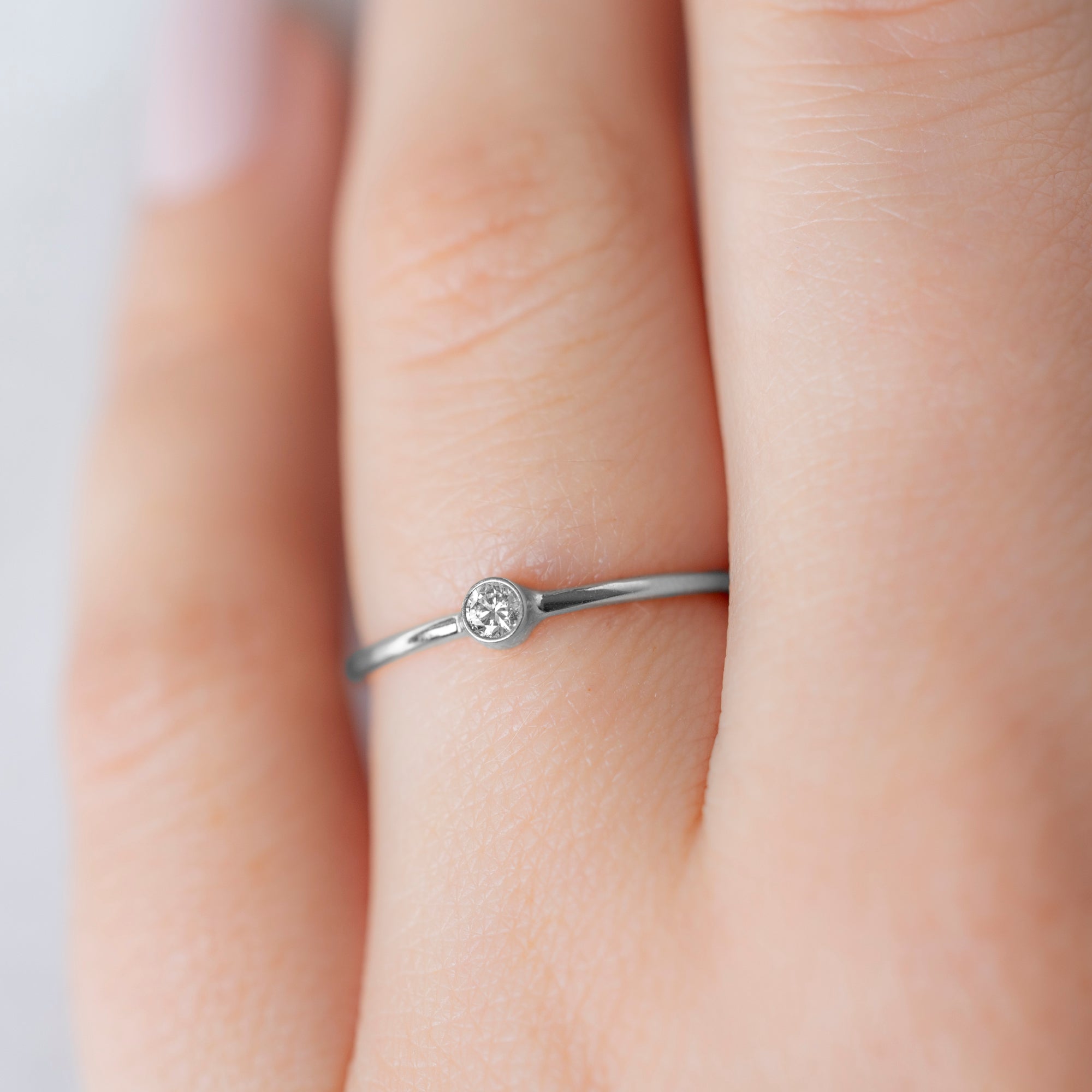 Alexis Russell Rings The Teensy White Diamond Stacking Ring | Yellow, Rose or White Gold