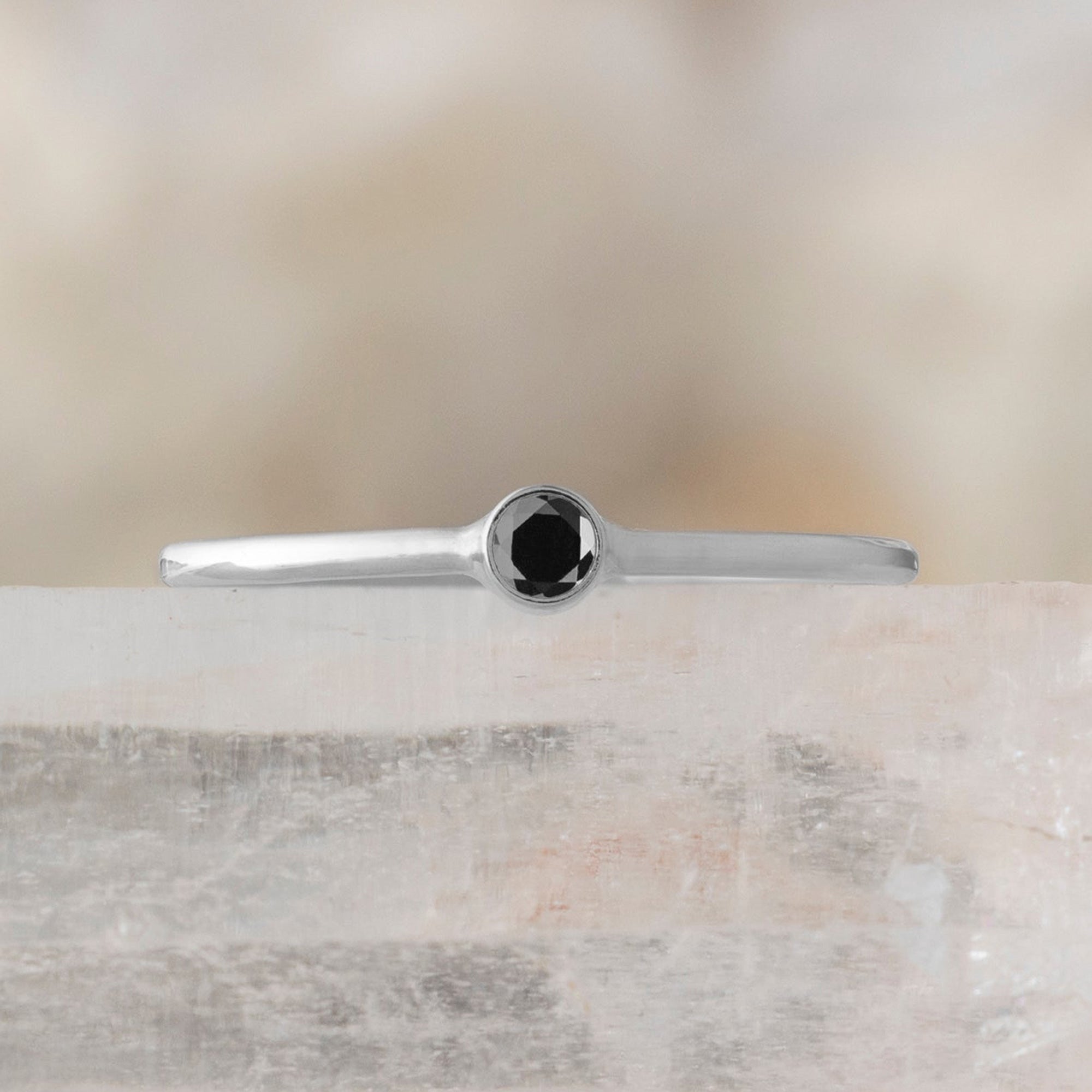Alexis Russell Rings The Teensy Black Diamond Stacking Ring | Yellow, Rose or White Gold