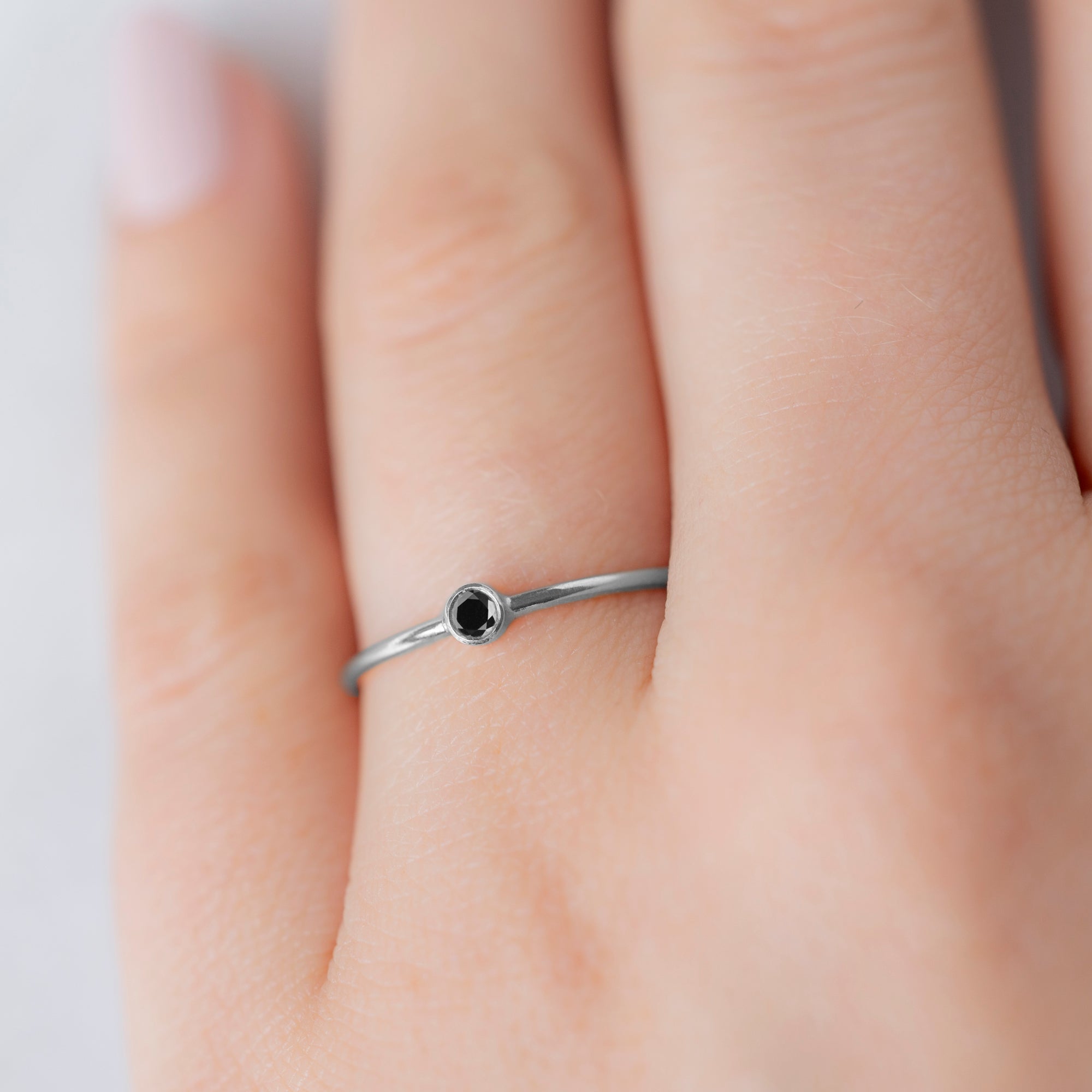 Alexis Russell Rings The Teensy Black Diamond Stacking Ring | Yellow, Rose or White Gold