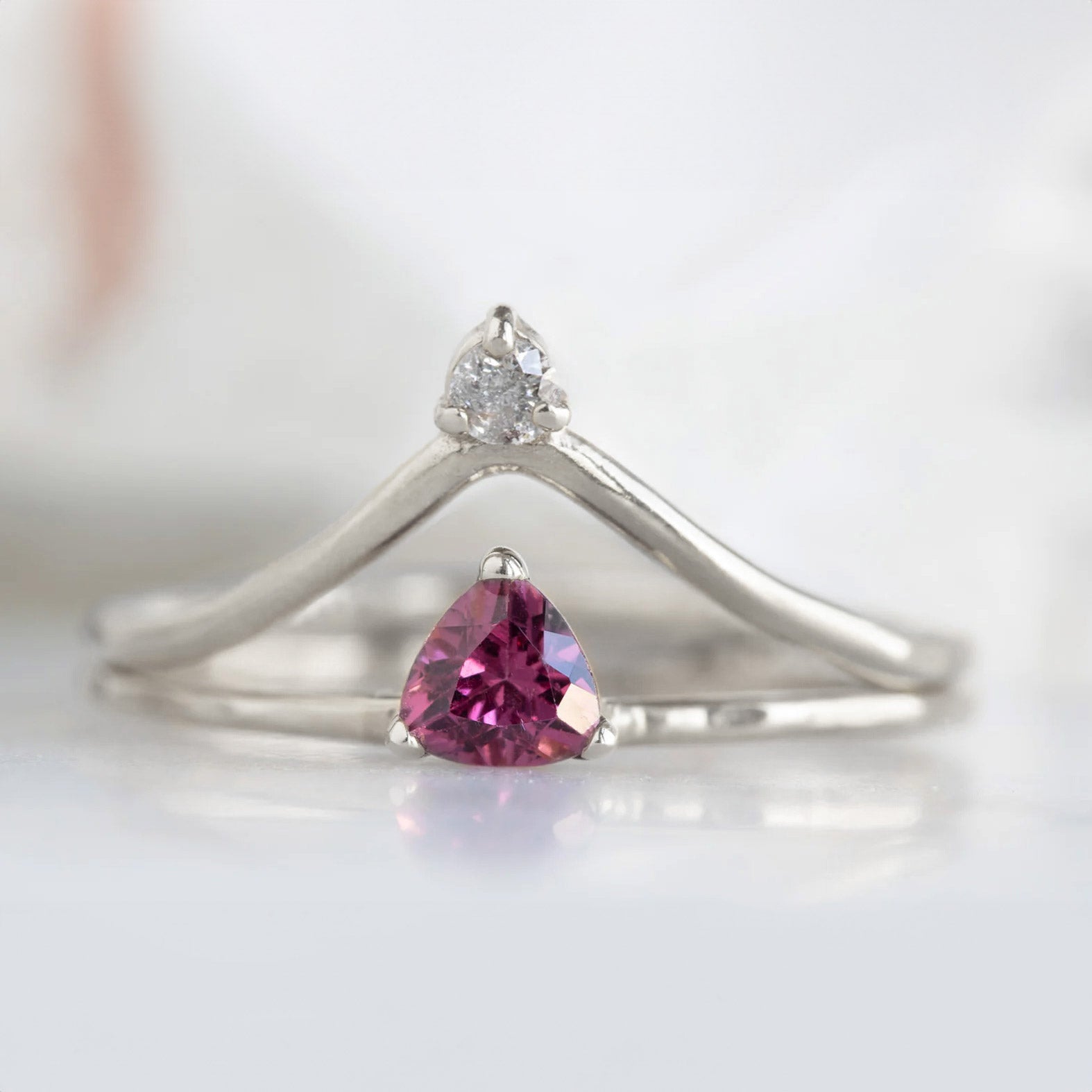 Alexis Russell Rings The Pink Garnet Crown Ring | White Gold