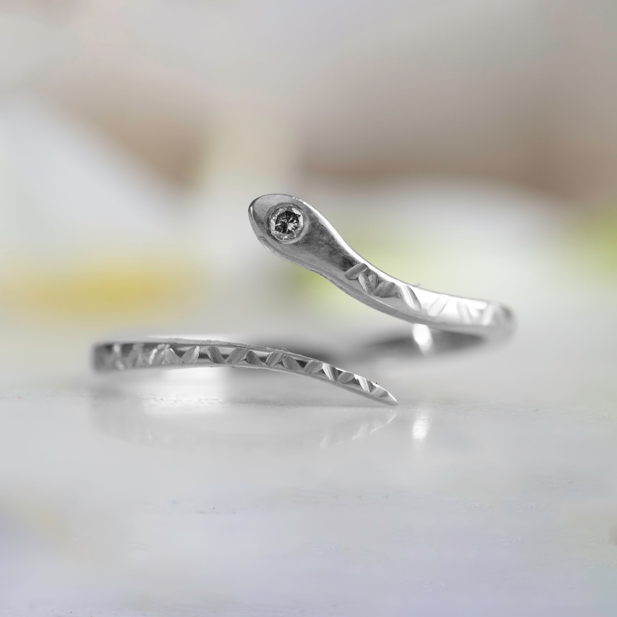 Alexis Russell Rings The Salt and Pepper Diamond Serpent Ring | Yellow, Rose or White Gold